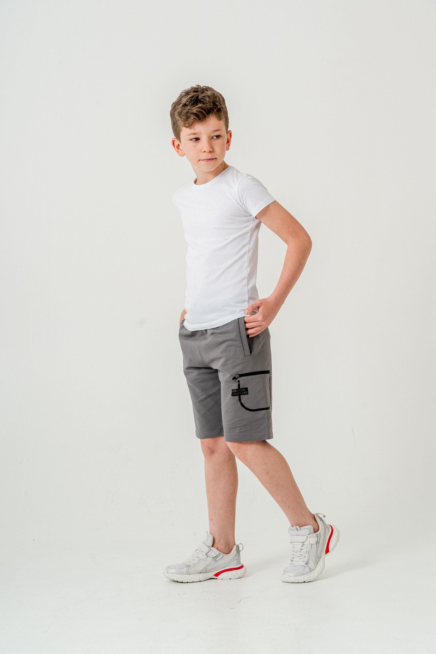 Stay  Good Baskılı Cep Fermuarlı Erkek Çocuk Şort