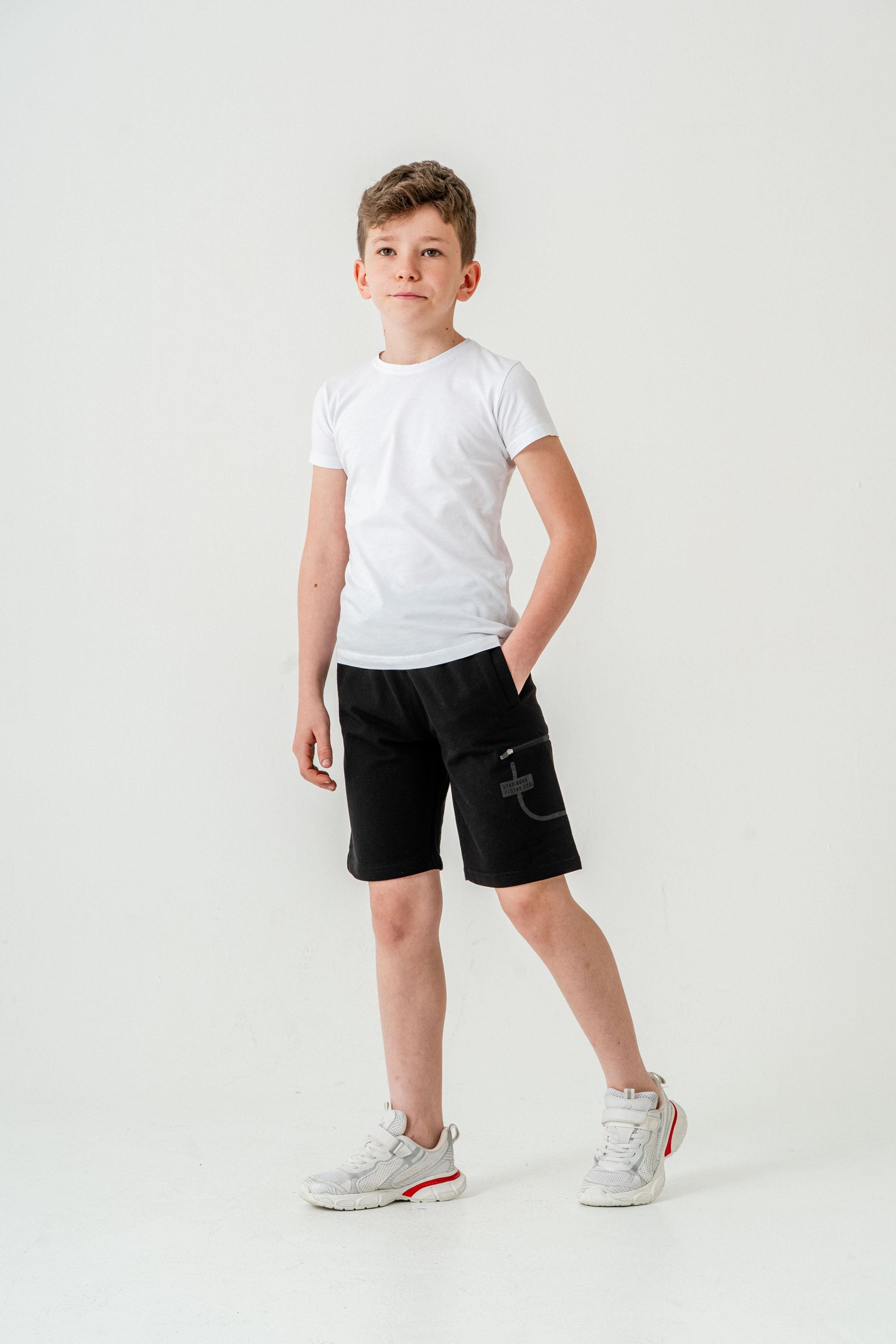 Stay  Good Baskılı Cep Fermuarlı Erkek Çocuk Şort