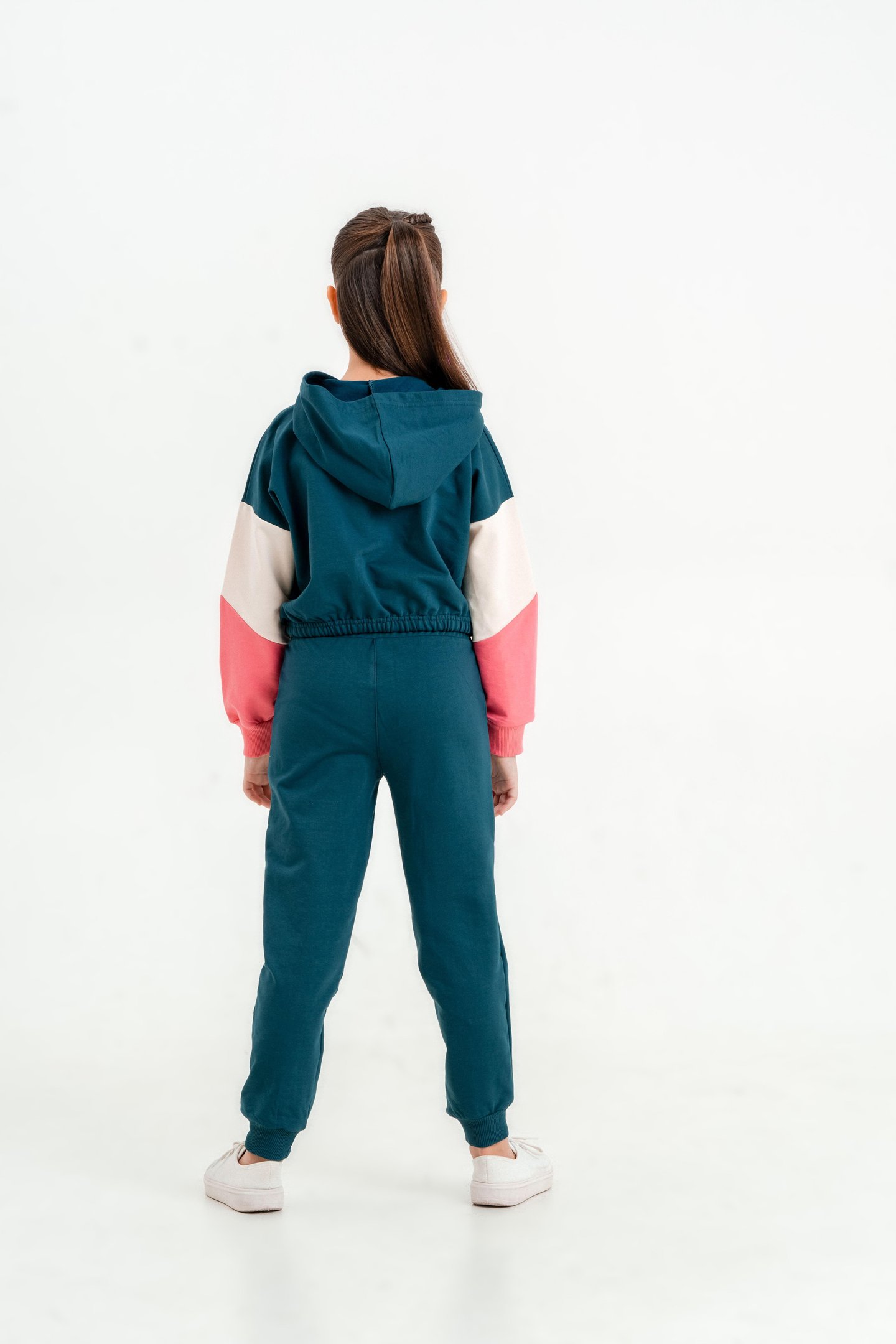 Super Girl Baskılı Kapüşonlu Crop Alt Üst Kız Çocuk Eşofman Takımı