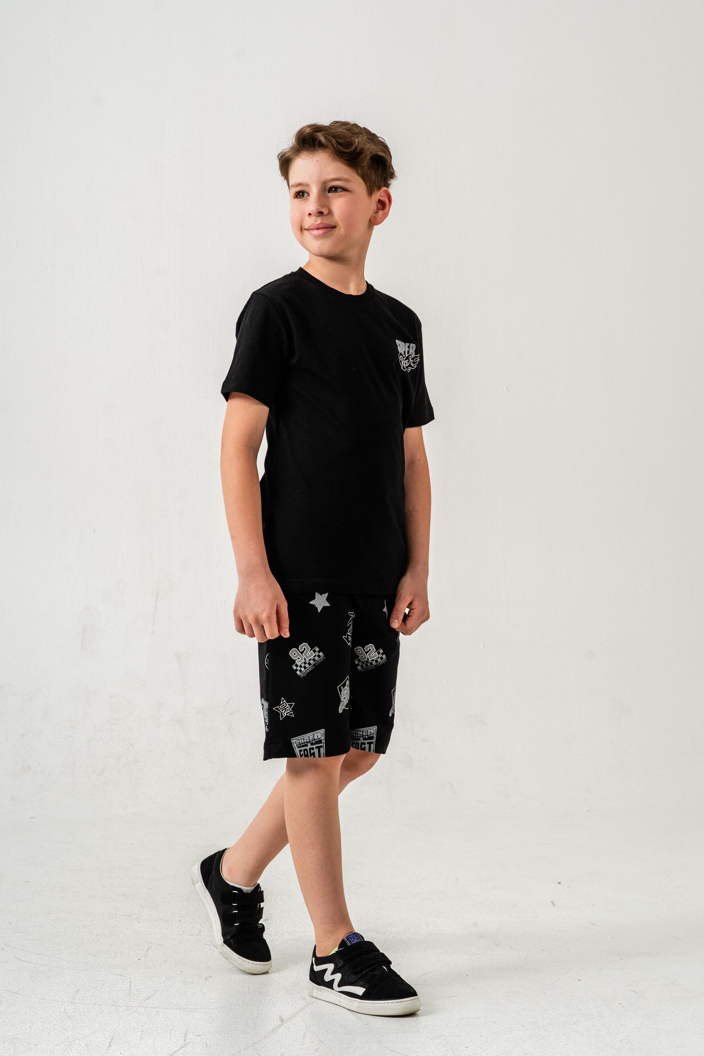 Super Racer Baskılı Erkek Çocuk Şort - Tişört Takımı