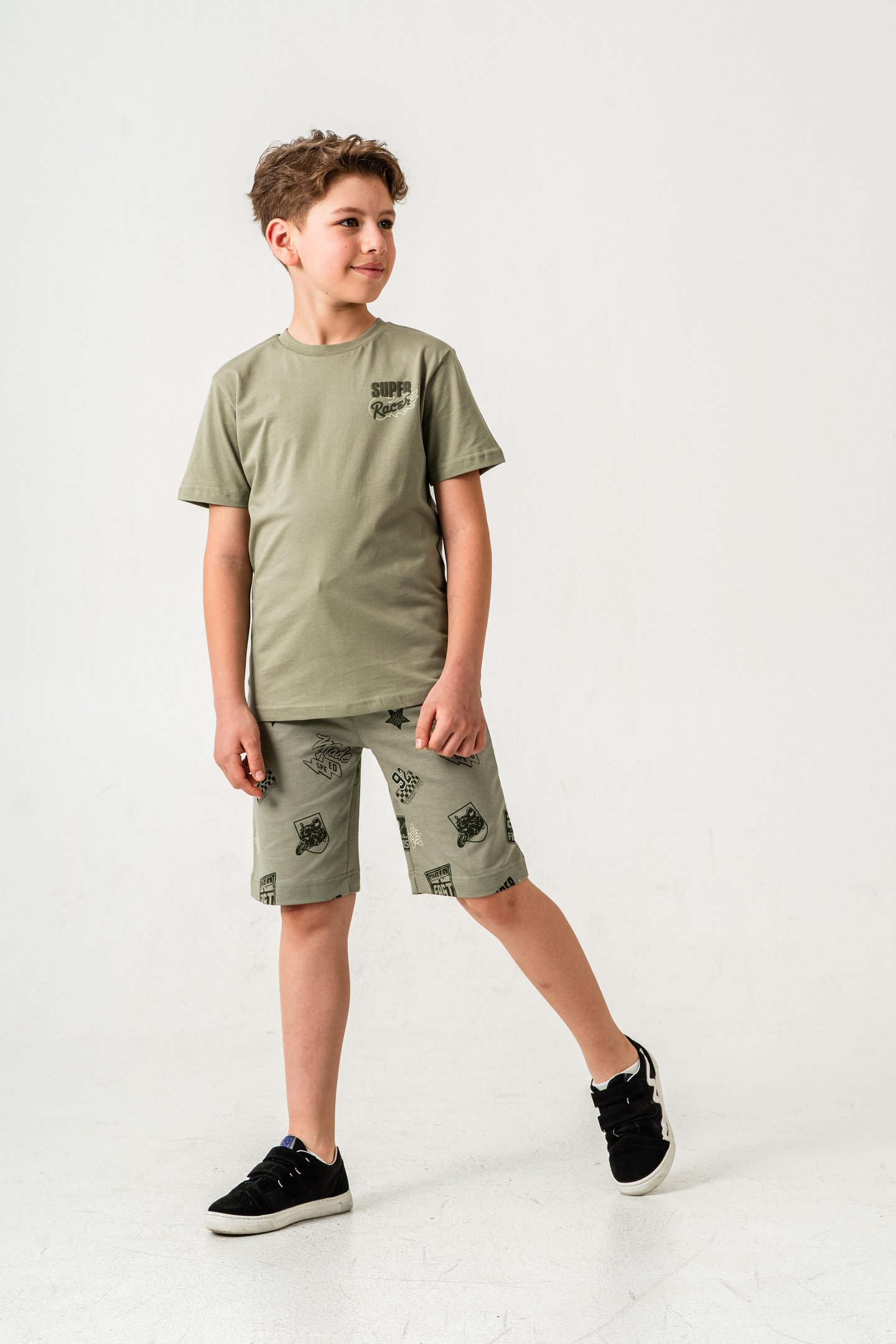 Super Racer Baskılı Erkek Çocuk Şort - Tişört Takımı