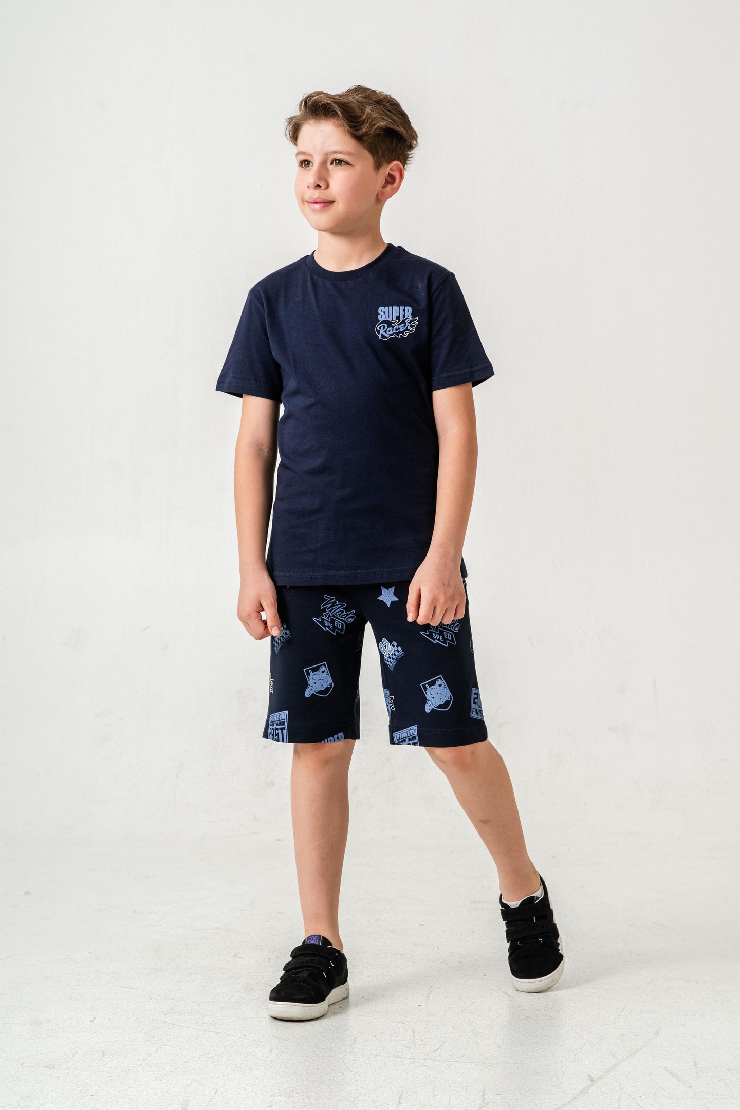 Super Racer Baskılı Erkek Çocuk Şort - Tişört Takımı