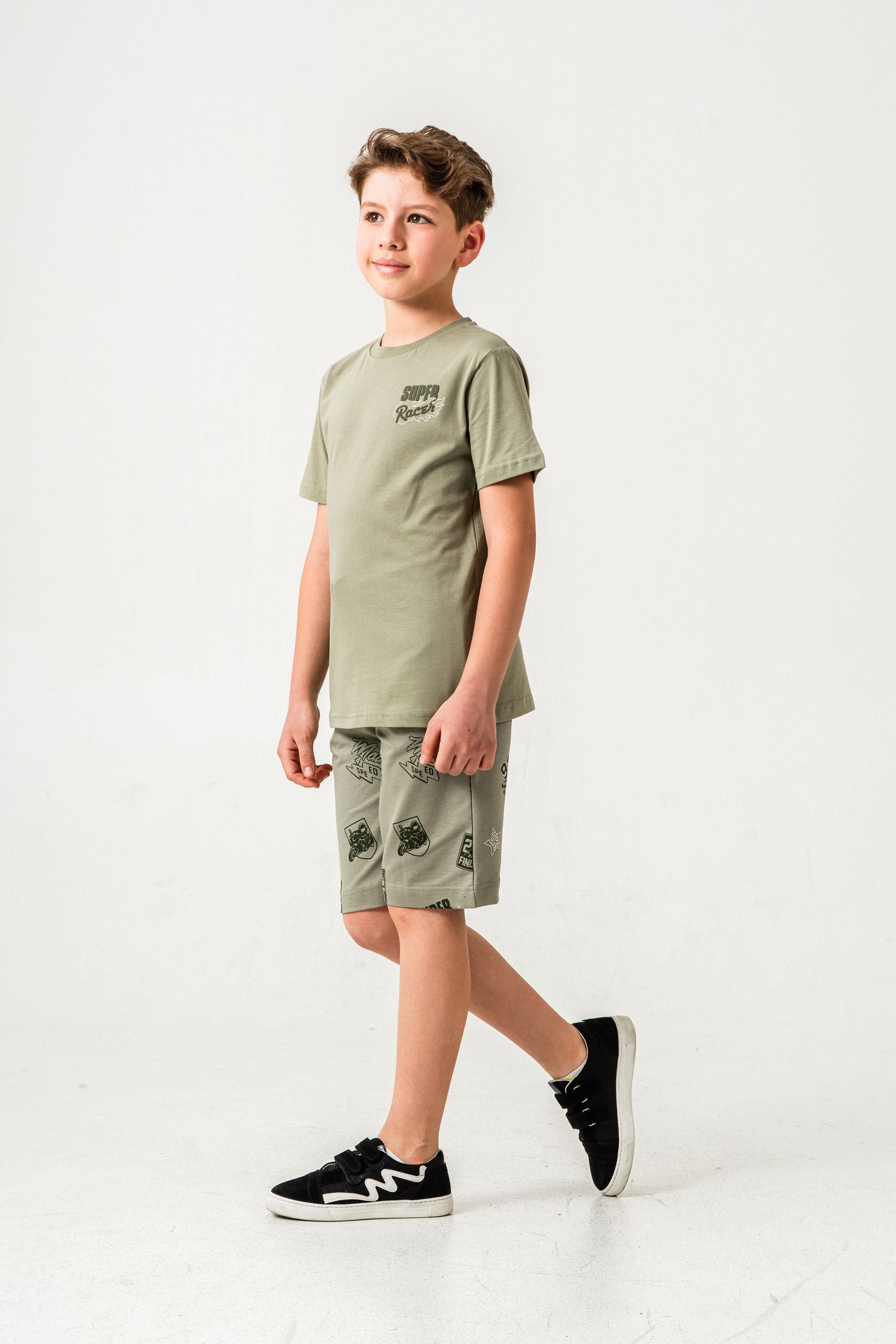 Super Racer Baskılı Erkek Çocuk Şort - Tişört Takımı