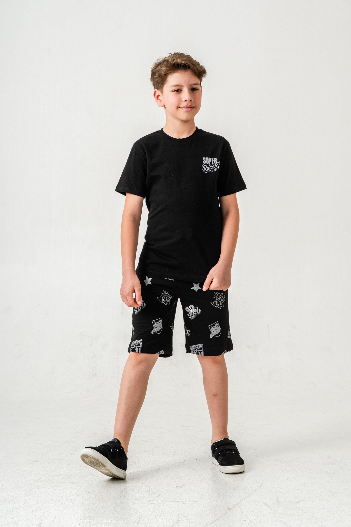 Super Racer Baskılı Erkek Çocuk Şort - Tişört Takımı