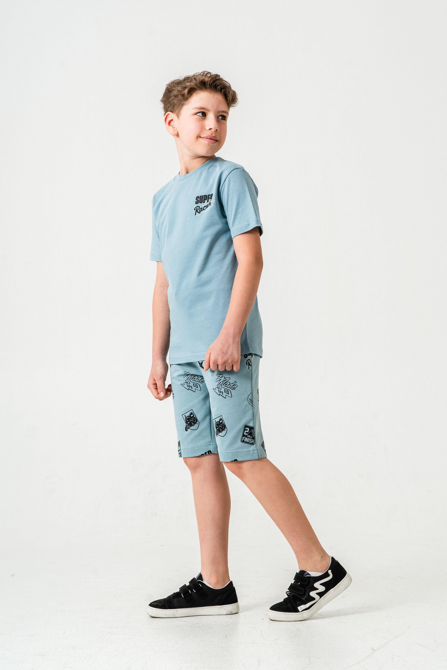 Super Racer Baskılı Erkek Çocuk Şort - Tişört Takımı