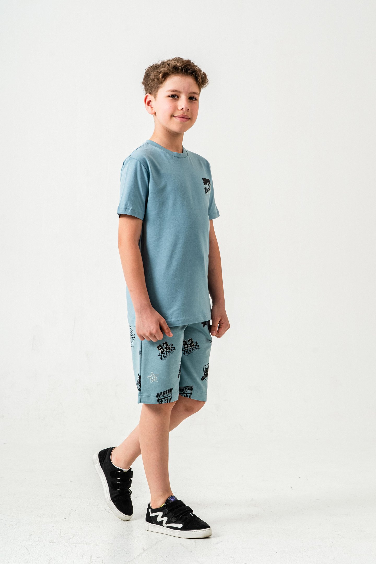 Super Racer Baskılı Erkek Çocuk Şort - Tişört Takımı