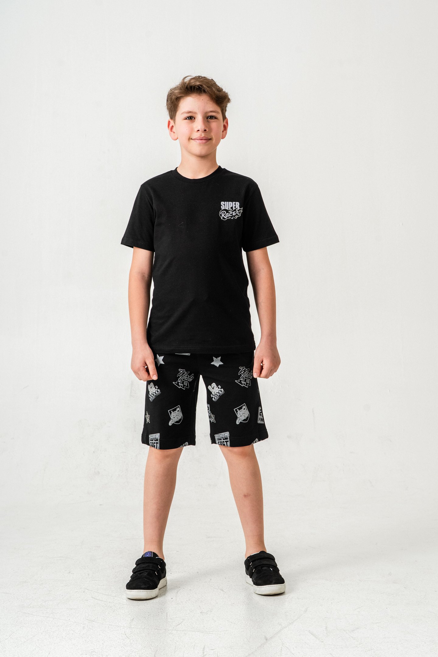 Super Racer Baskılı Erkek Çocuk Şort - Tişört Takımı