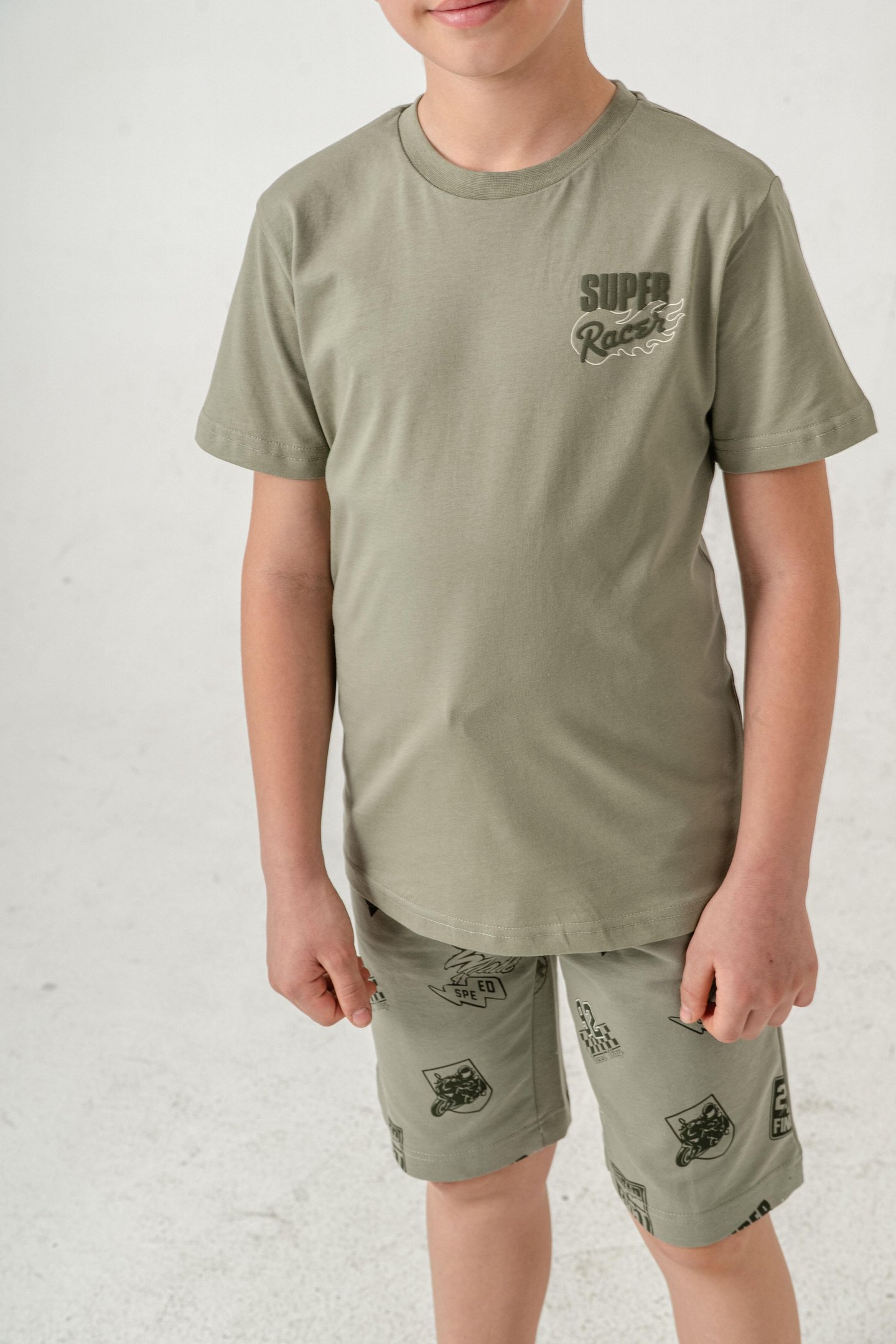 Super Racer Baskılı Erkek Çocuk Şort - Tişört Takımı