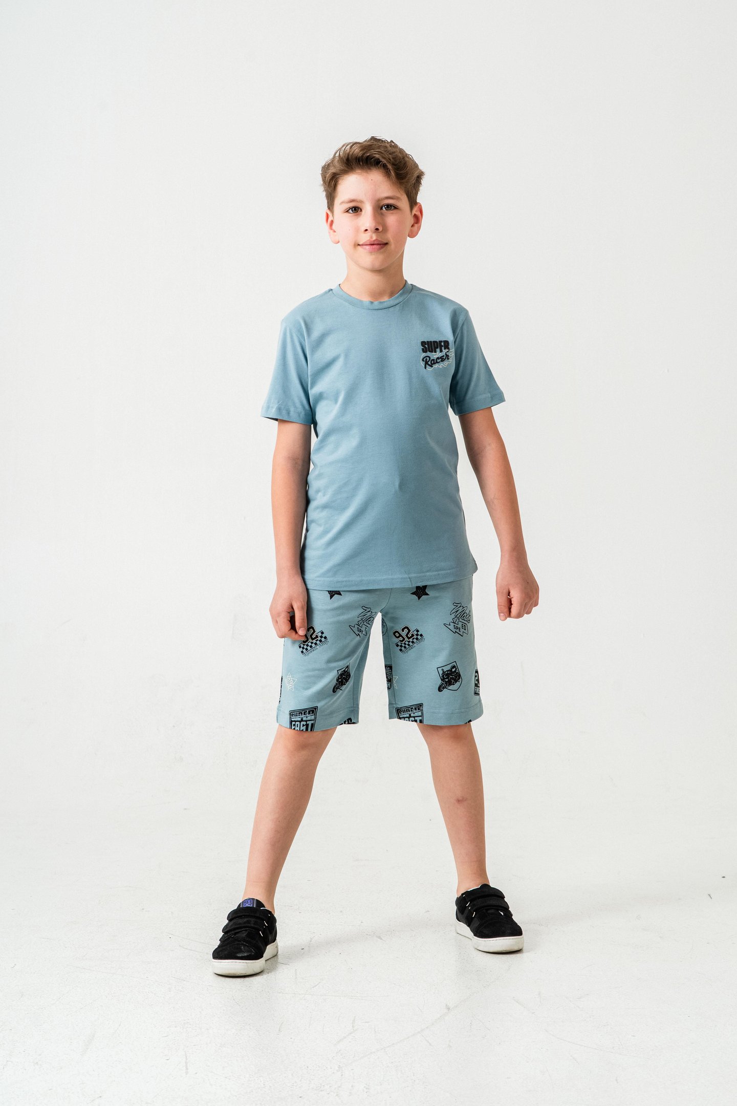 Super Racer Baskılı Erkek Çocuk Şort - Tişört Takımı