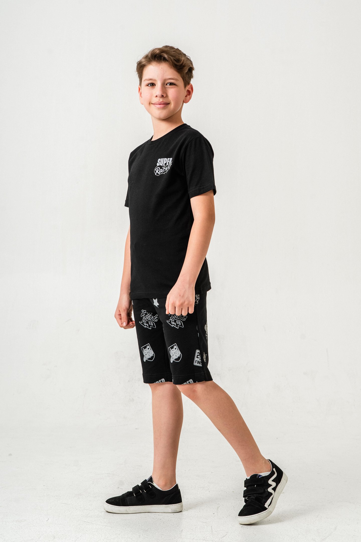 Super Racer Baskılı Erkek Çocuk Şort - Tişört Takımı