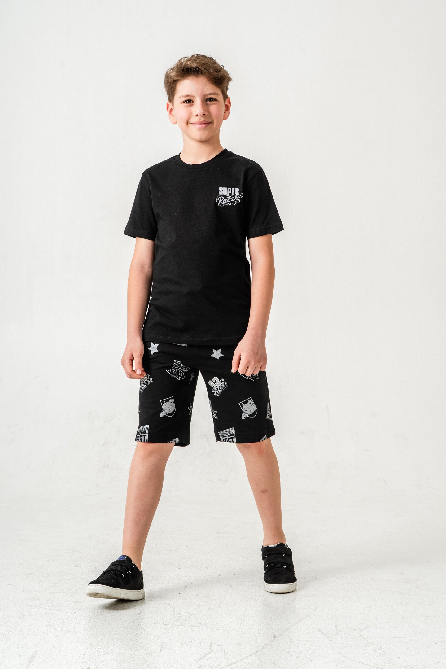 Super Racer Baskılı Erkek Çocuk Şort - Tişört Takımı