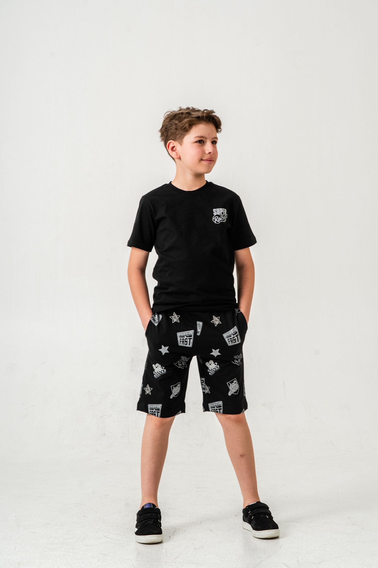 Super Racer Baskılı Erkek Çocuk Şort - Tişört Takımı