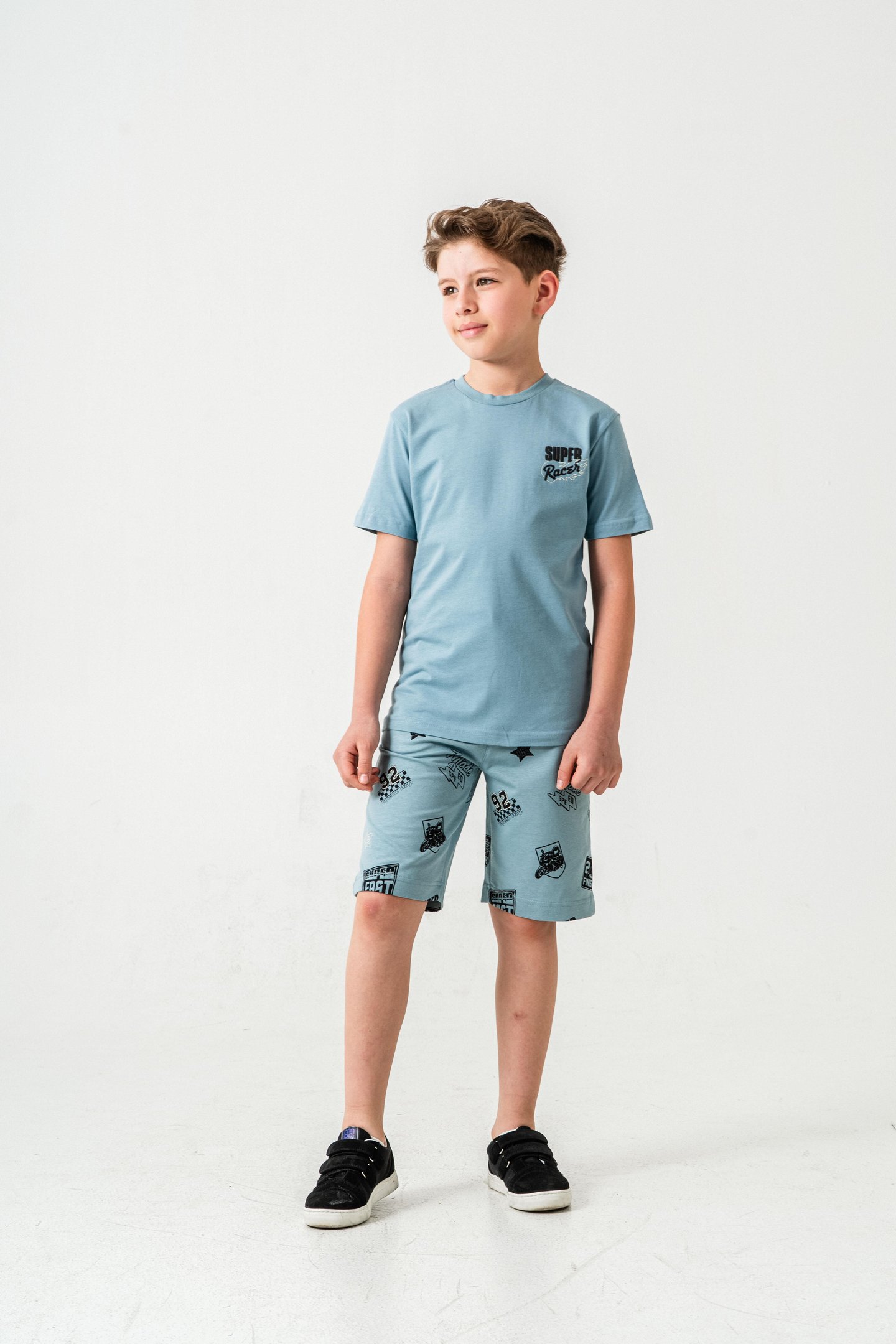 Super Racer Baskılı Erkek Çocuk Şort - Tişört Takımı