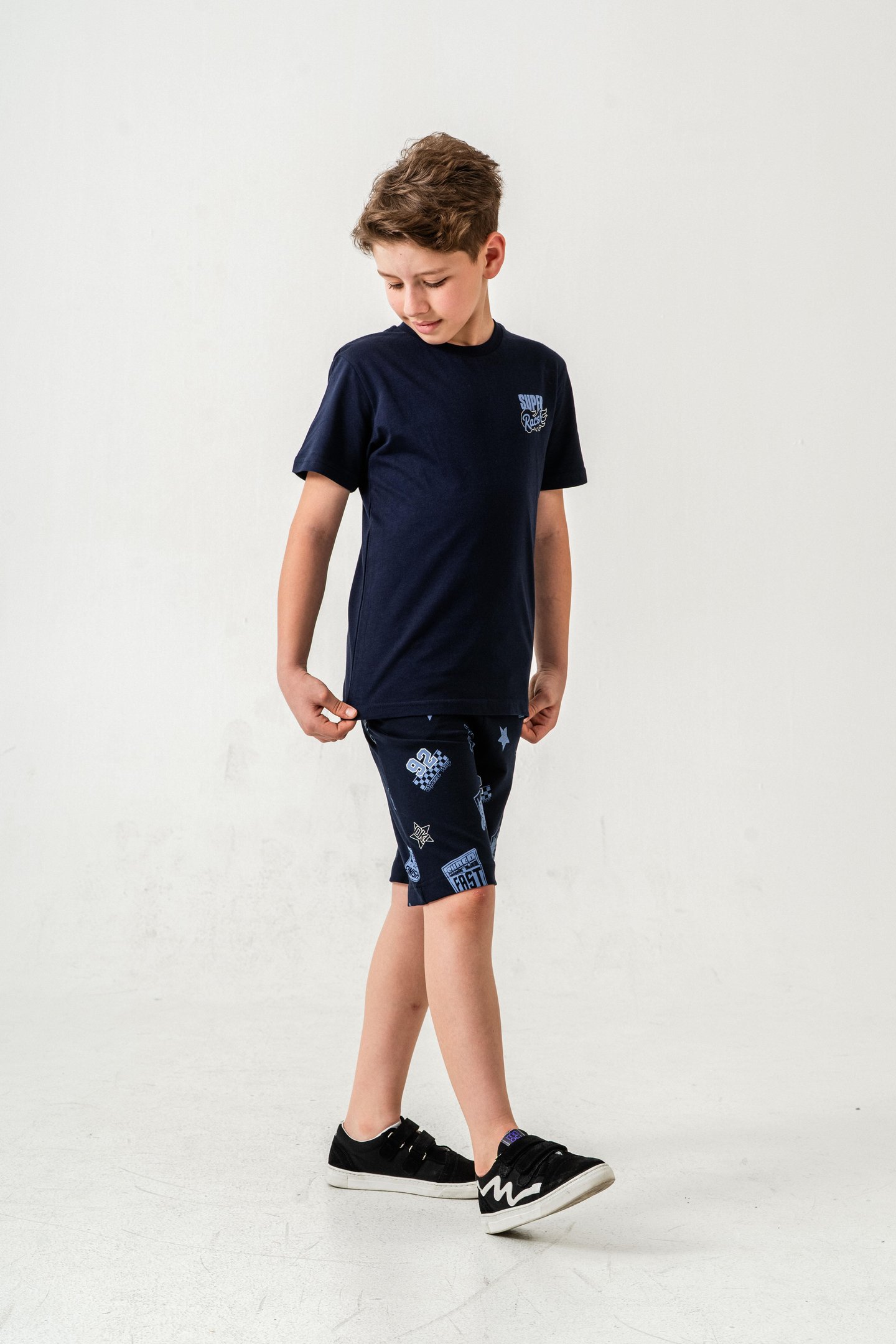 Super Racer Baskılı Erkek Çocuk Şort - Tişört Takımı