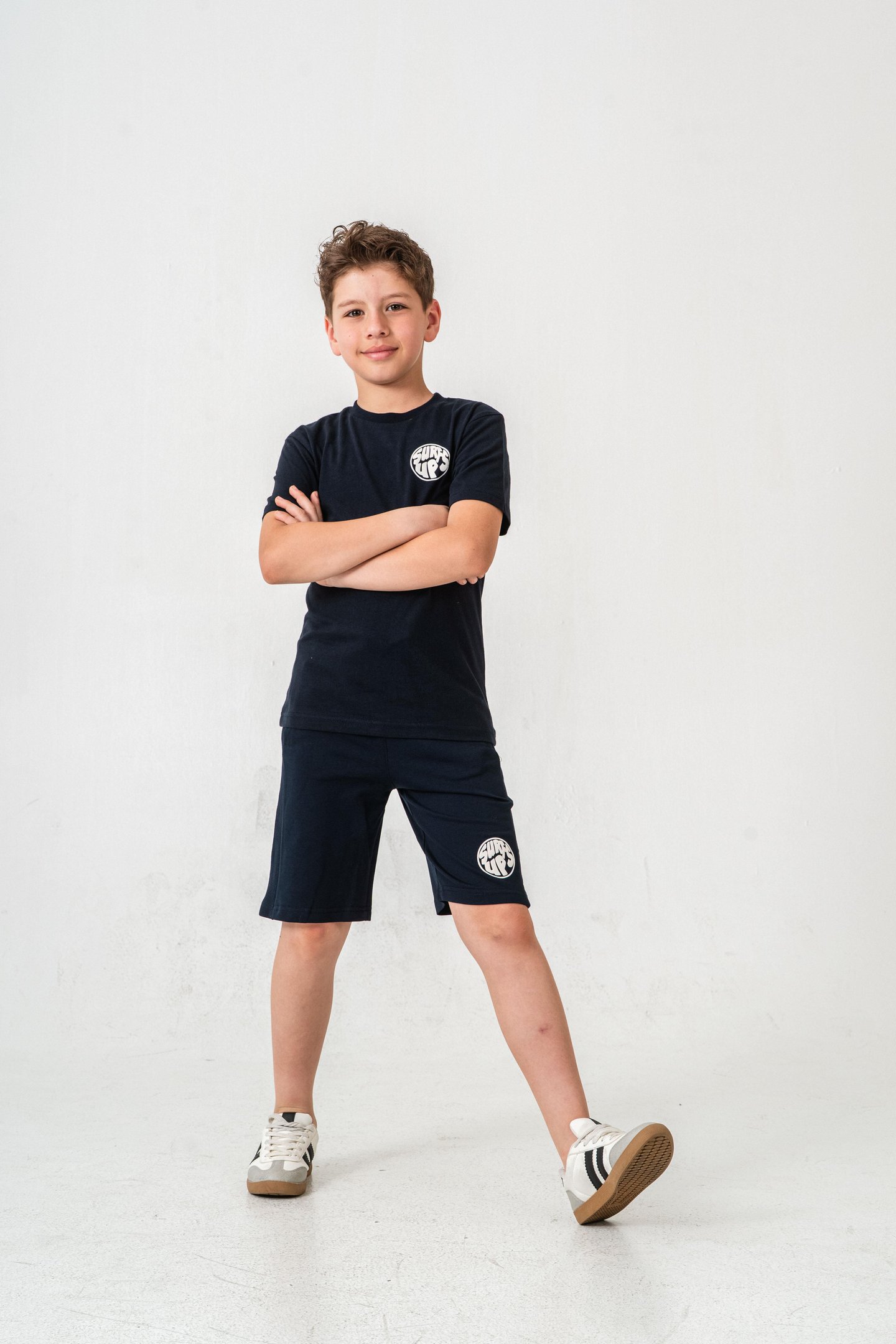 Surf Ups Baskılı Bacak ve Sırt  Baskı Detaylı  Erkek Çocuk Şort - Tişört Takımı