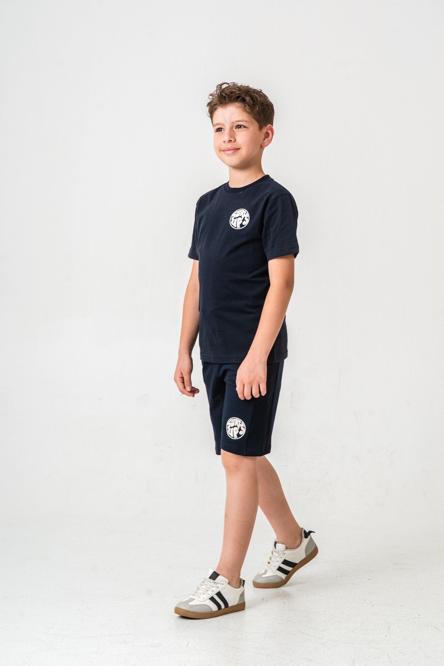 Surf Ups Baskılı Bacak ve Sırt  Baskı Detaylı  Erkek Çocuk Şort - Tişört Takımı