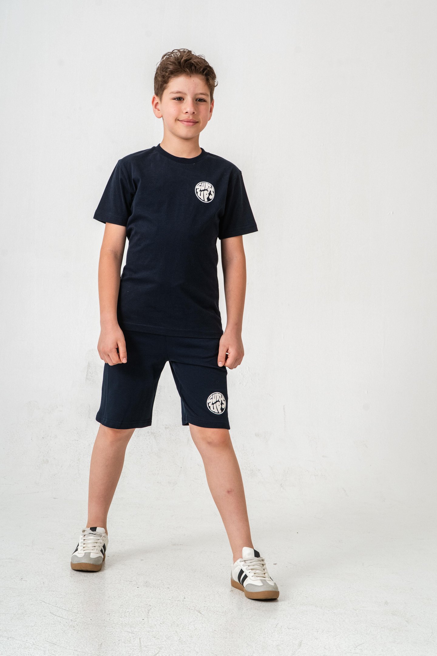 Surf Ups Baskılı Bacak ve Sırt  Baskı Detaylı  Erkek Çocuk Şort - Tişört Takımı