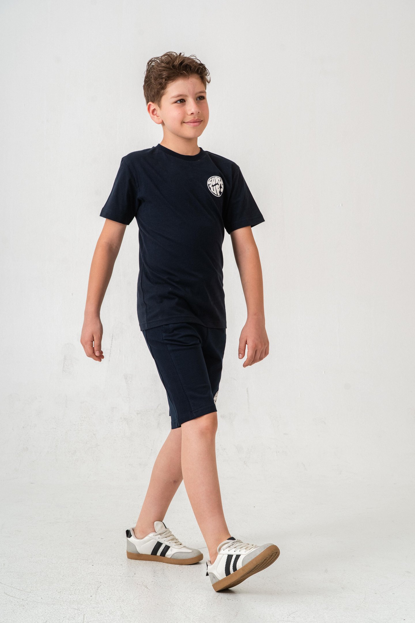 Surf Ups Baskılı Bacak ve Sırt  Baskı Detaylı  Erkek Çocuk Şort - Tişört Takımı