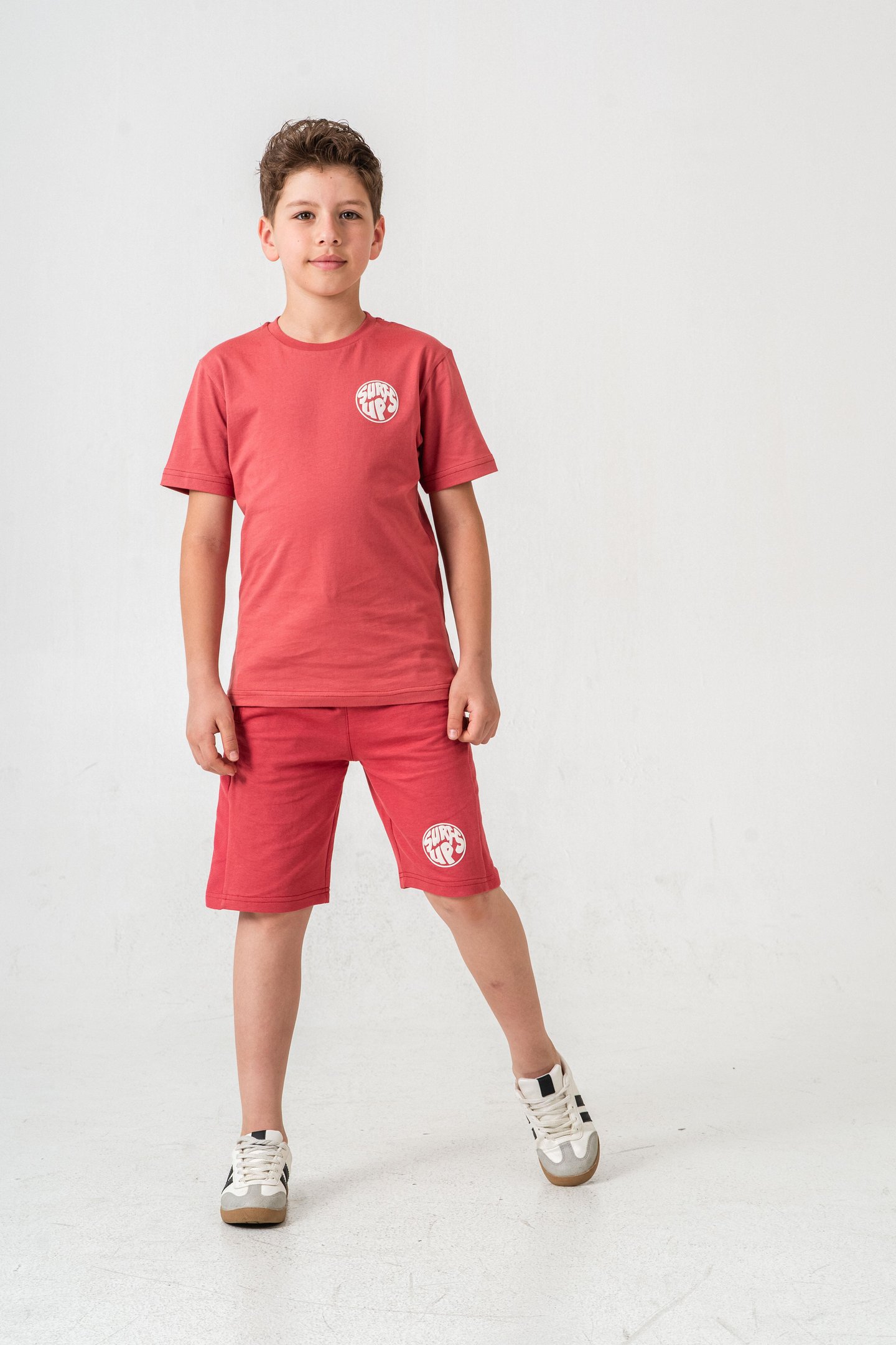 Surf Ups Baskılı Bacak ve Sırt  Baskı Detaylı  Erkek Çocuk Şort - Tişört Takımı
