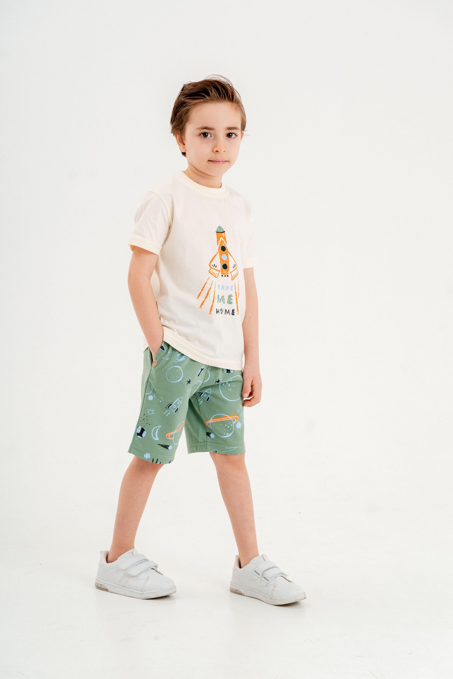 Take Me Home Baskılı Erkek Çocuk Tişört Şort Takımı