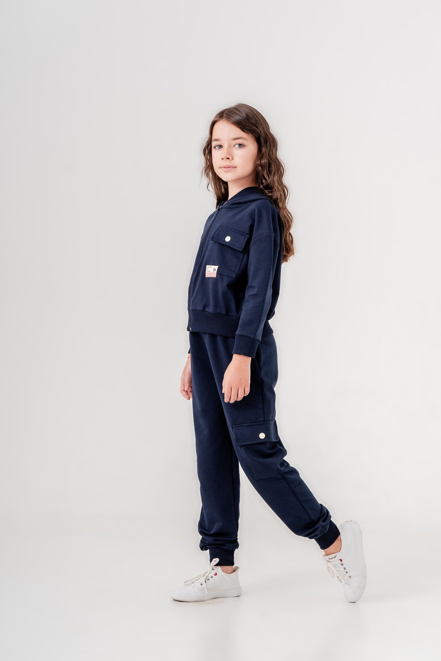 The Real World Etiketli Kargo Cepli Kapüşonlu Kız Çocuk Alt Üst Eşofman Takımı