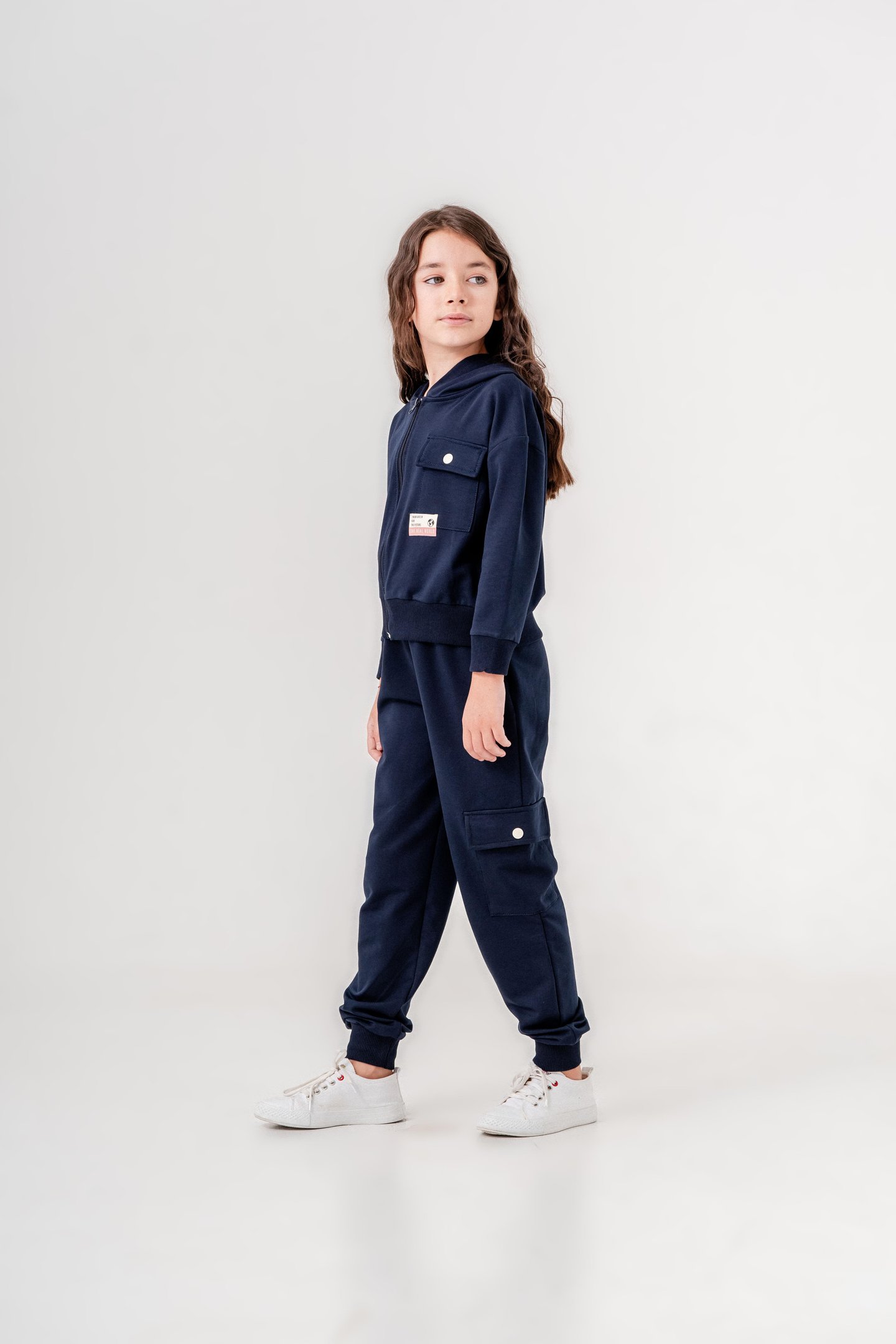 The Real World Etiketli Kargo Cepli Kapüşonlu Kız Çocuk Alt Üst Eşofman Takımı