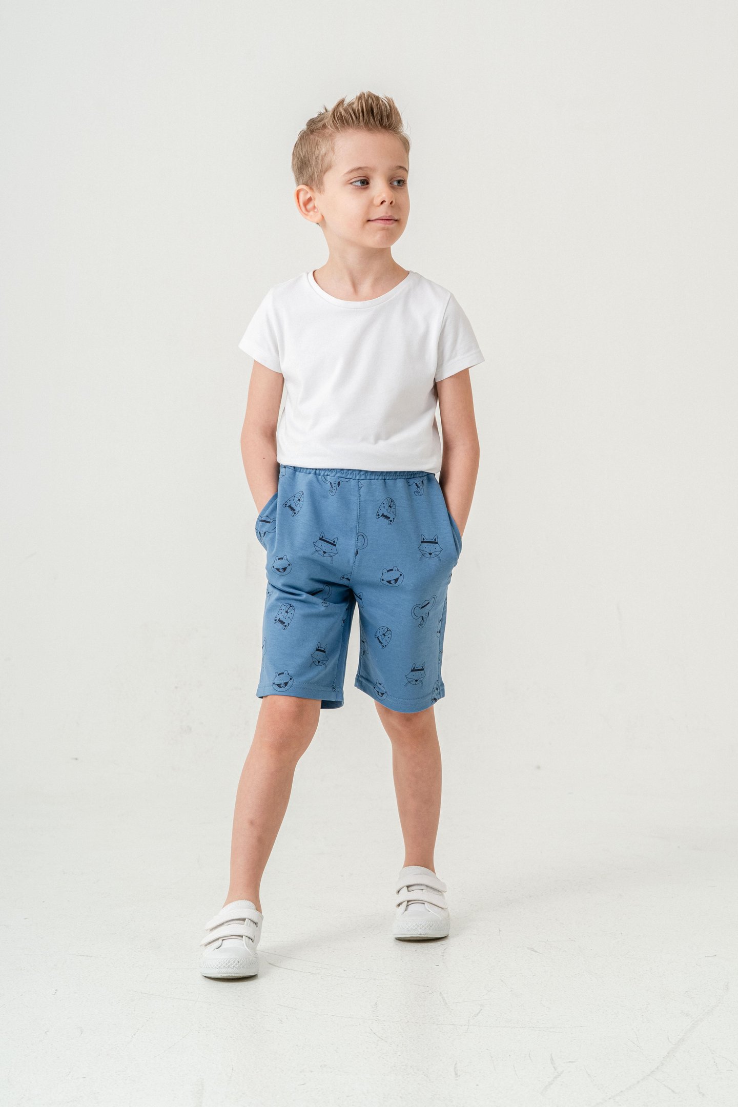 Tüm Alan Kedi Baskılı Erkek Çocuk Şort