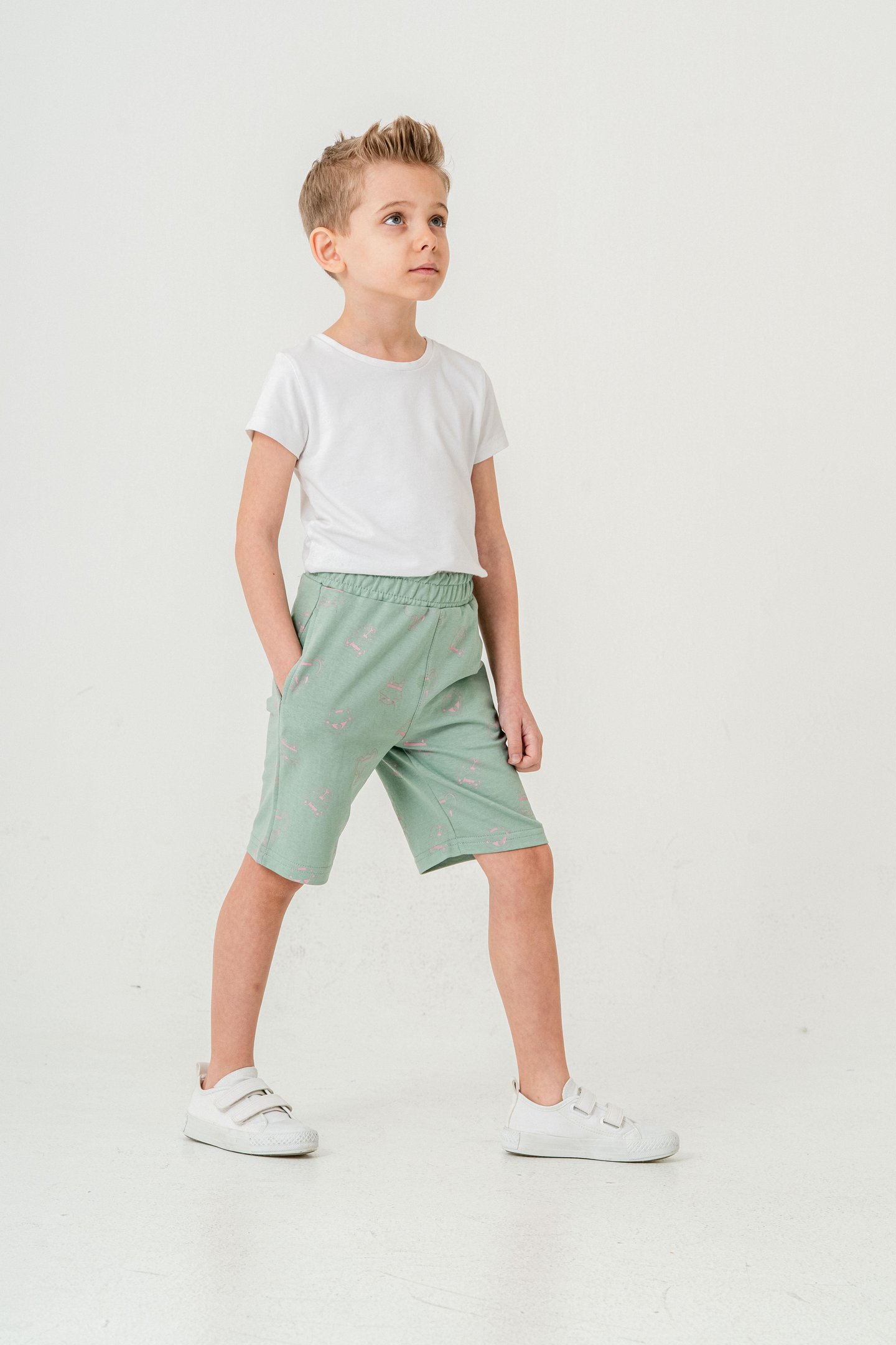 Tüm Alan Kedi Baskılı Erkek Çocuk Şort