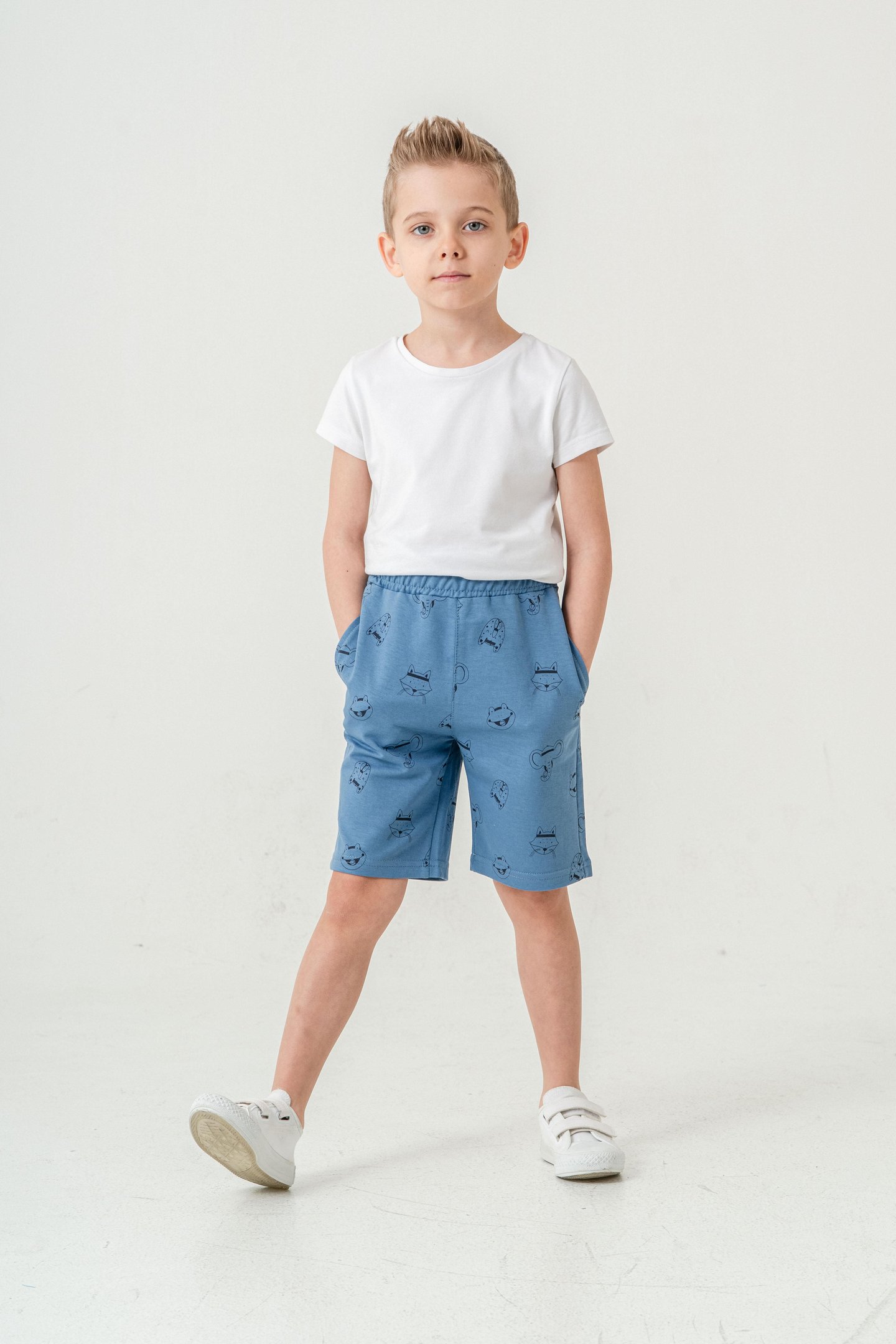 Tüm Alan Kedi Baskılı Erkek Çocuk Şort