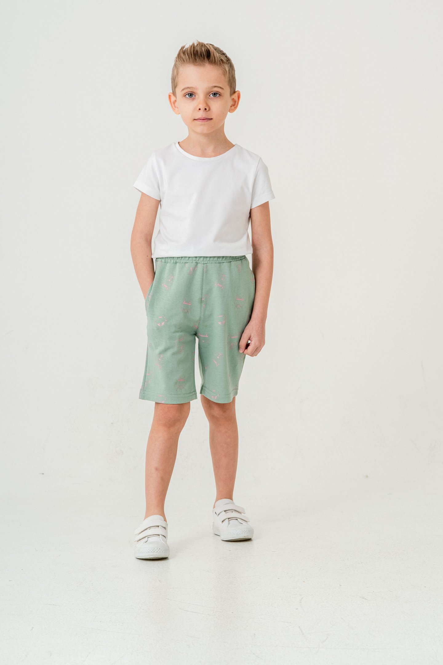 Tüm Alan Kedi Baskılı Erkek Çocuk Şort