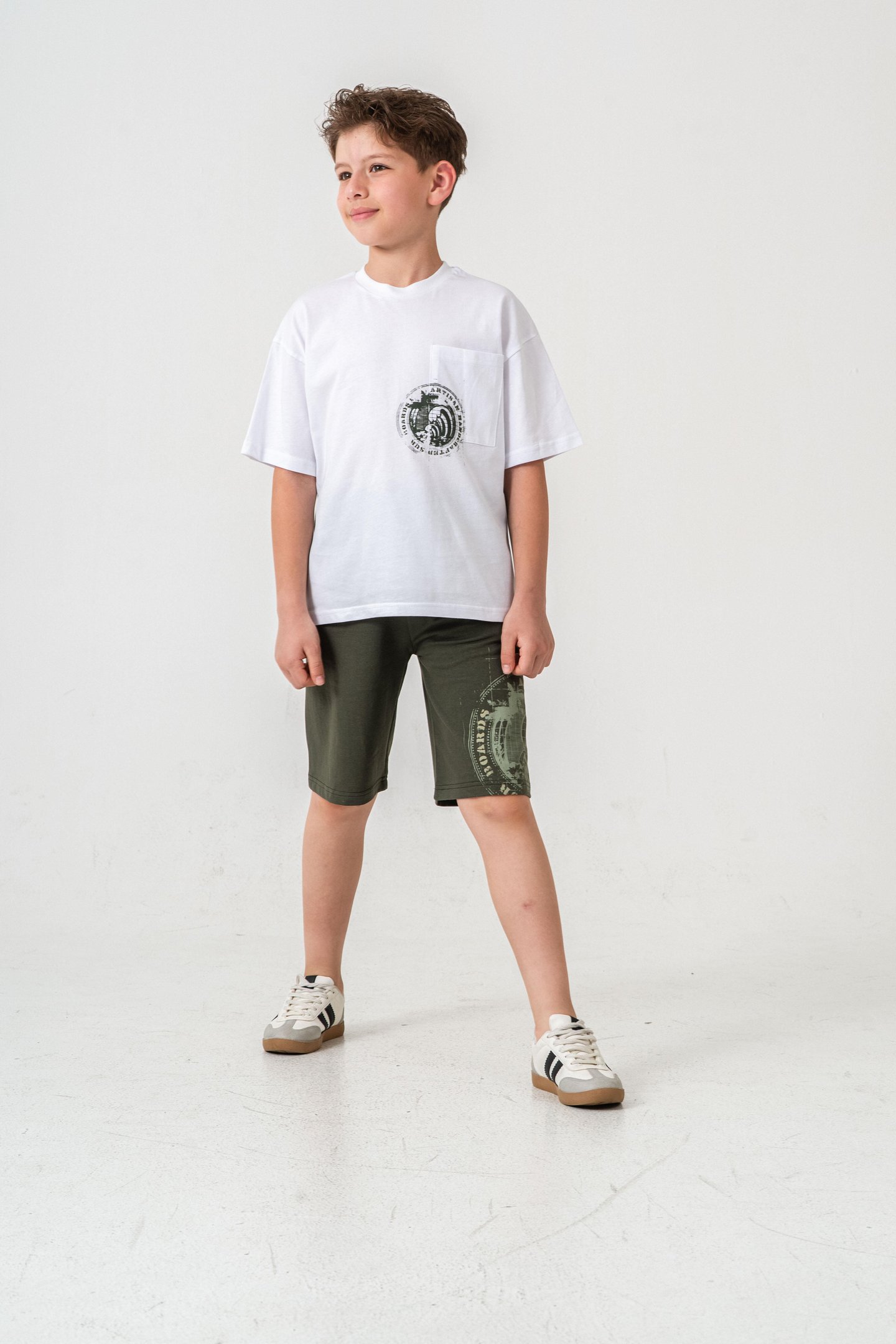 Ust Cepli Ust Cep Baskılı Arka Baskılı Erkek Çocuk Şort - Tişört Takımı