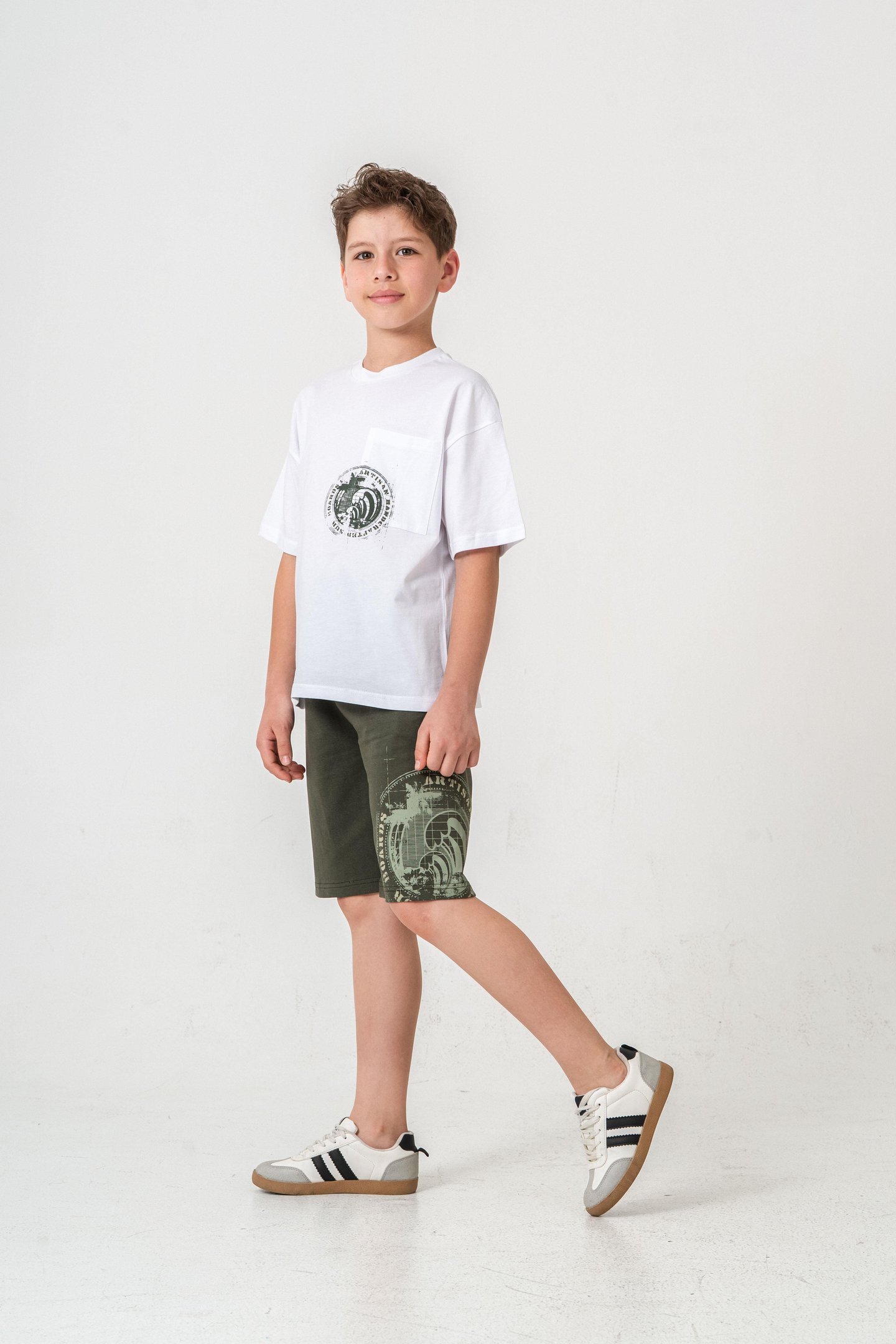 Ust Cepli Ust Cep Baskılı Arka Baskılı Erkek Çocuk Şort - Tişört Takımı