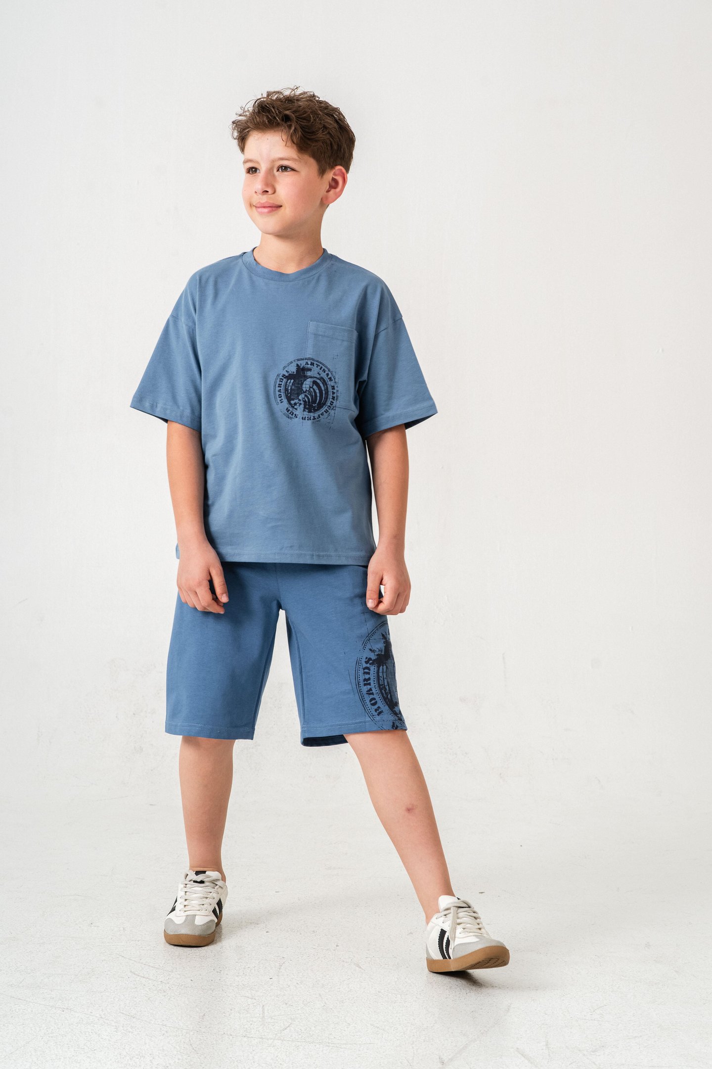 Ust Cepli Ust Cep Baskılı Arka Baskılı Erkek Çocuk Şort - Tişört Takımı