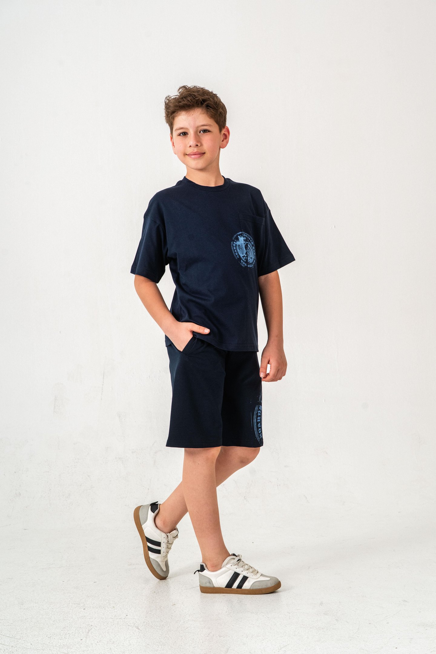 Ust Cepli Ust Cep Baskılı Arka Baskılı Erkek Çocuk Şort - Tişört Takımı