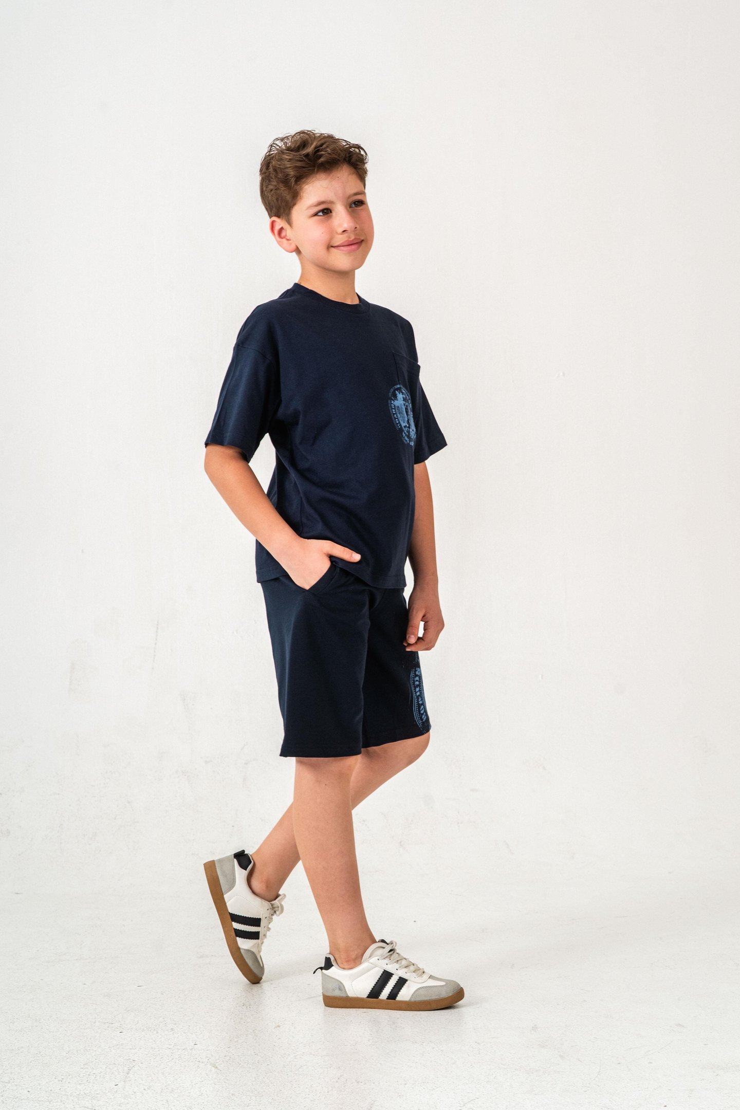 Ust Cepli Ust Cep Baskılı Arka Baskılı Erkek Çocuk Şort - Tişört Takımı