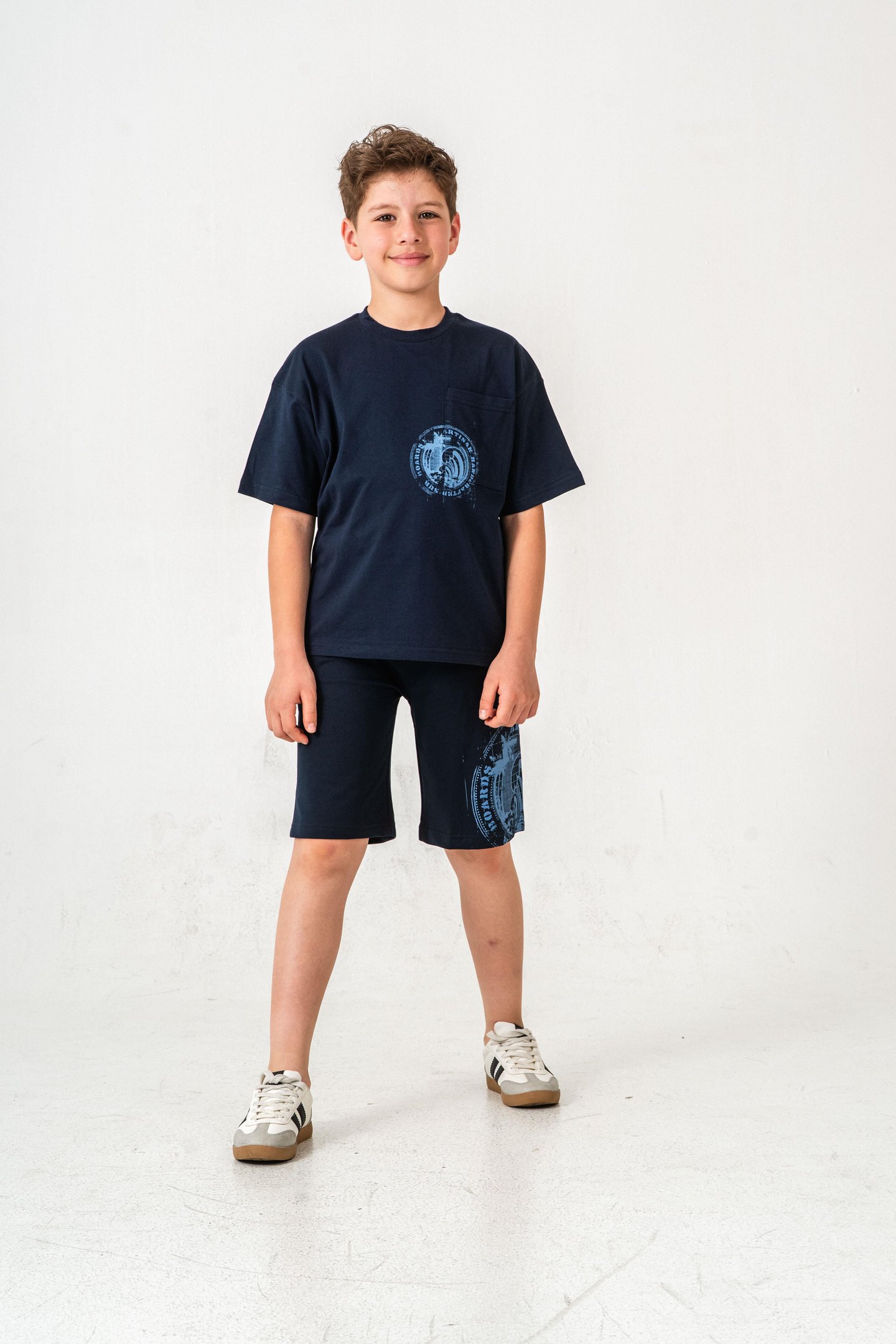 Ust Cepli Ust Cep Baskılı Arka Baskılı Erkek Çocuk Şort - Tişört Takımı