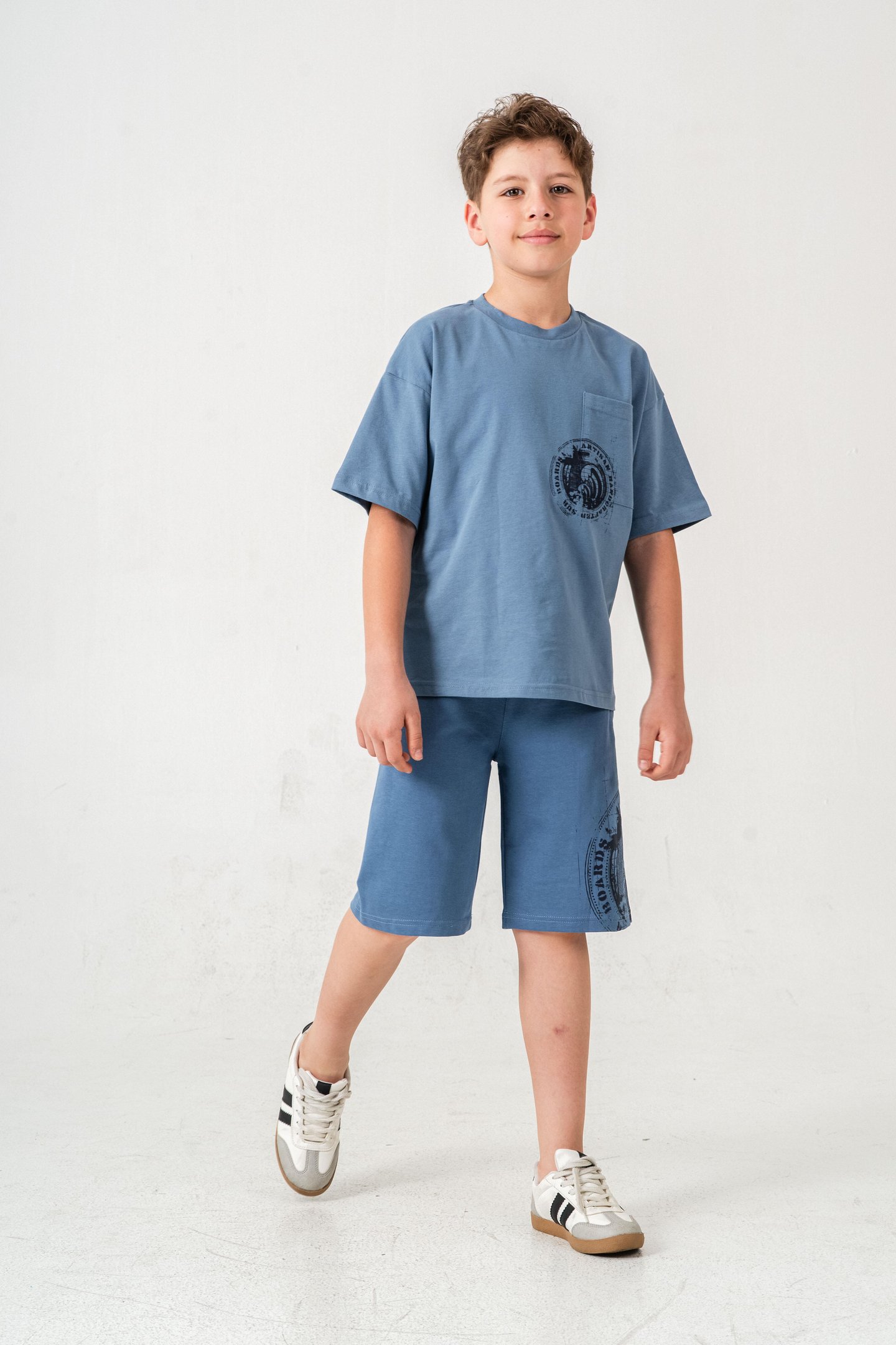 Ust Cepli Ust Cep Baskılı Arka Baskılı Erkek Çocuk Şort - Tişört Takımı