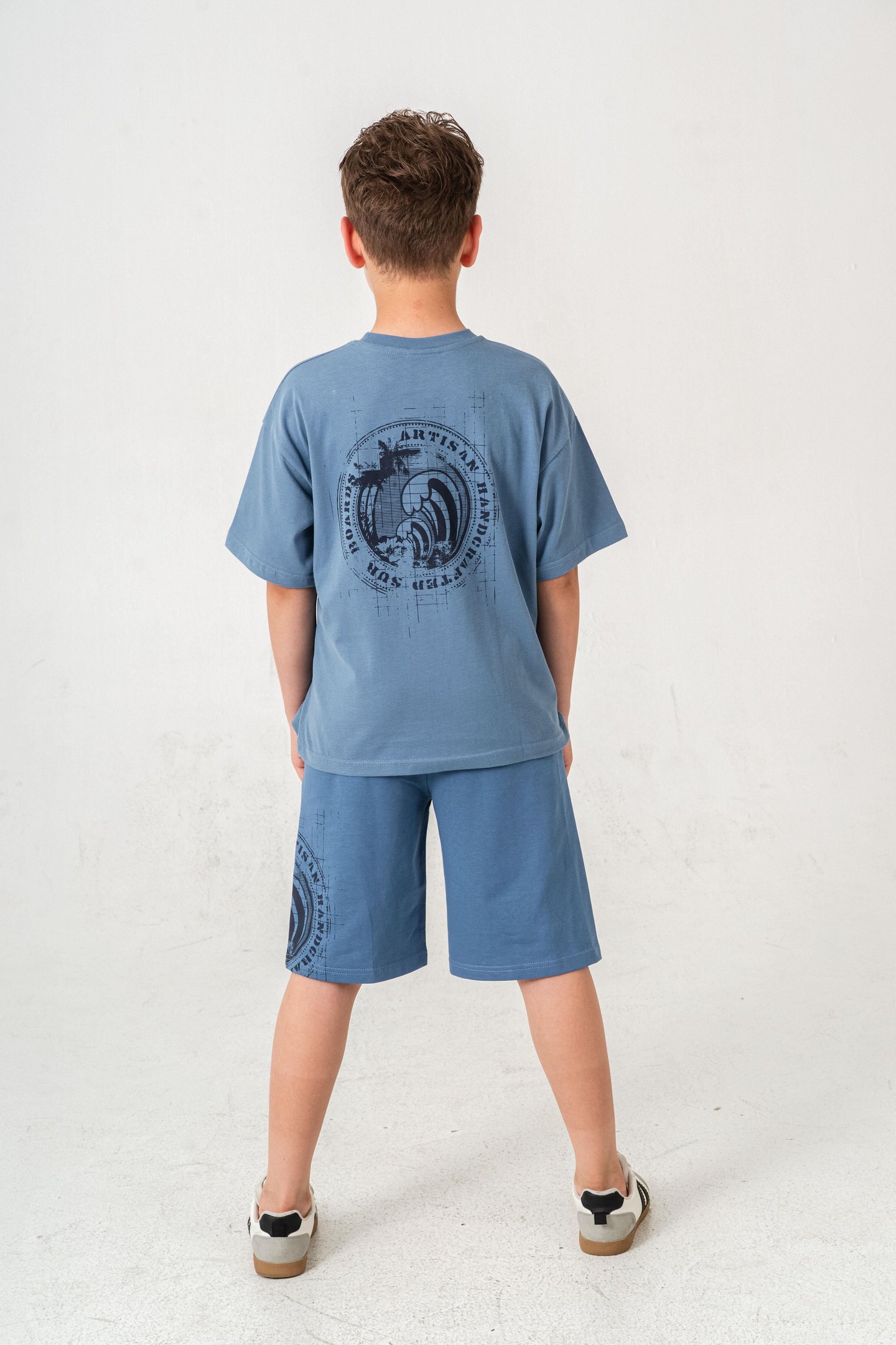 Ust Cepli Ust Cep Baskılı Arka Baskılı Erkek Çocuk Şort - Tişört Takımı