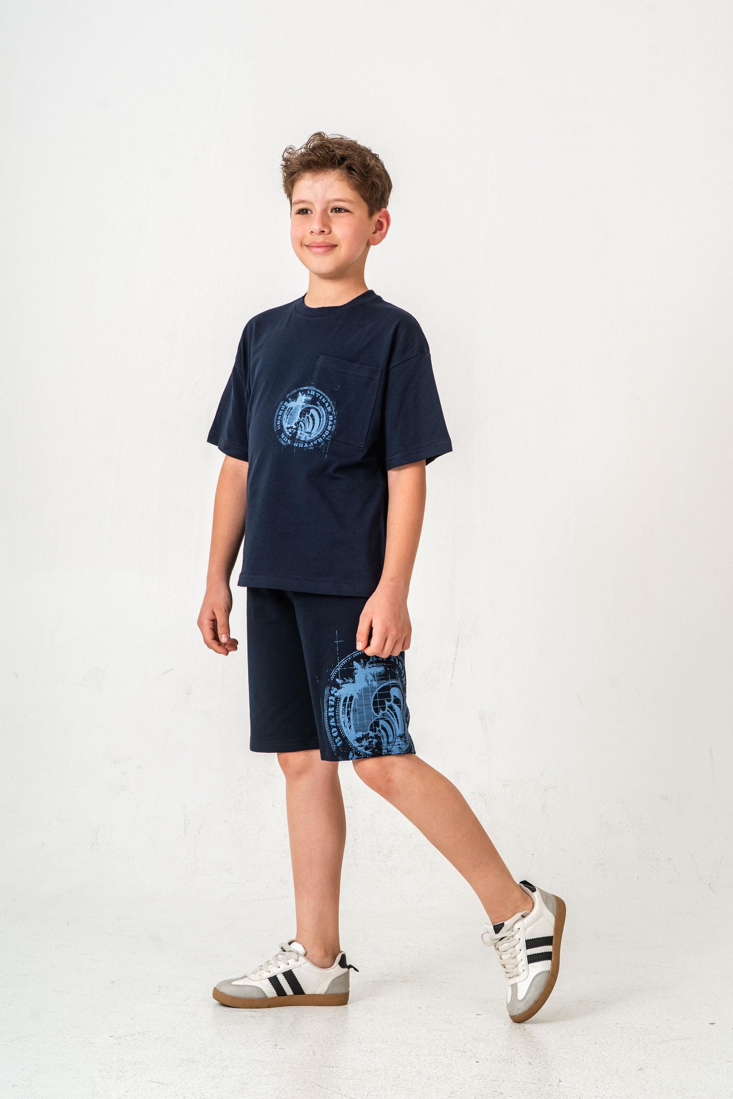 Ust Cepli Ust Cep Baskılı Arka Baskılı Erkek Çocuk Şort - Tişört Takımı