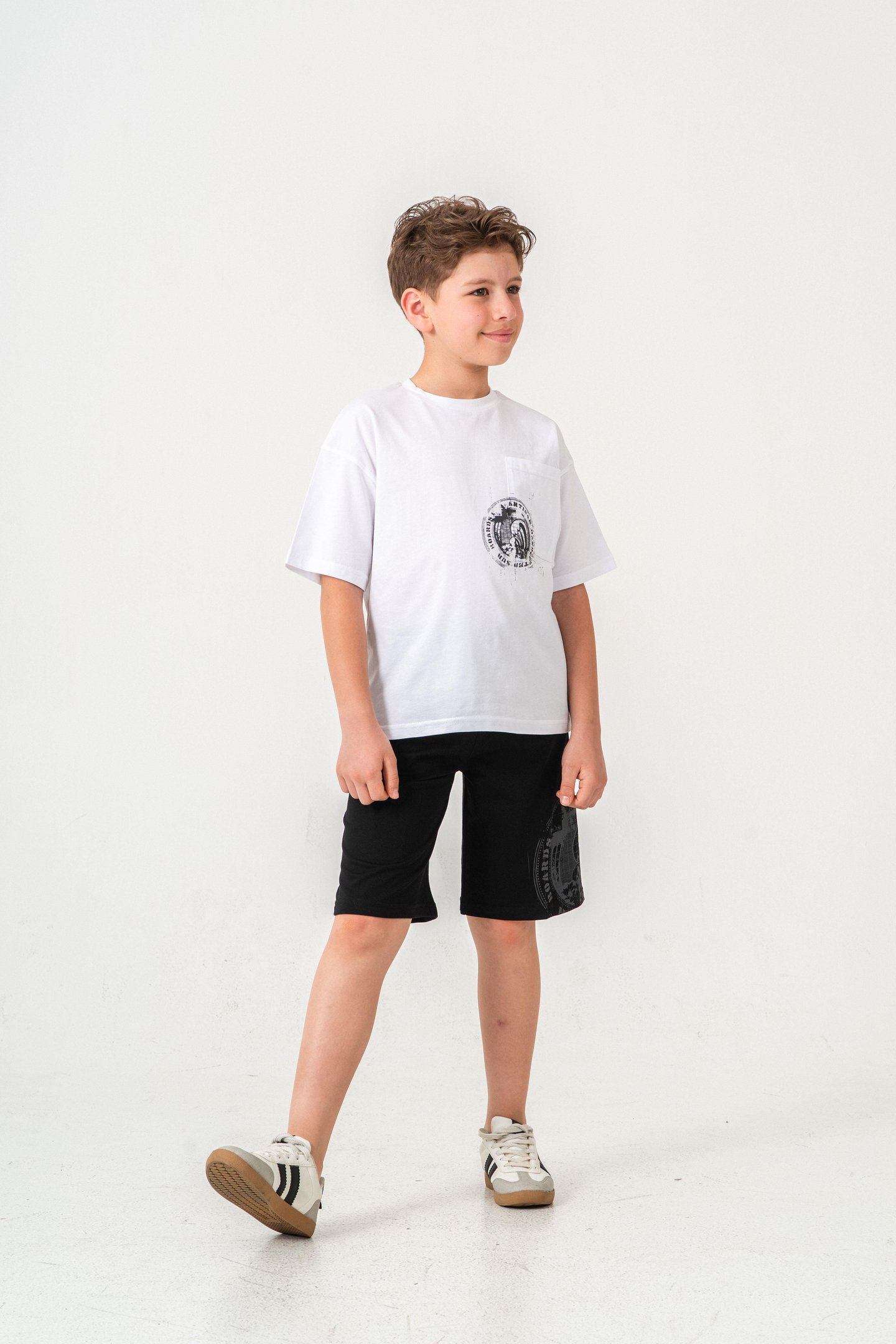 Ust Cepli Ust Cep Baskılı Arka Baskılı Erkek Çocuk Şort - Tişört Takımı