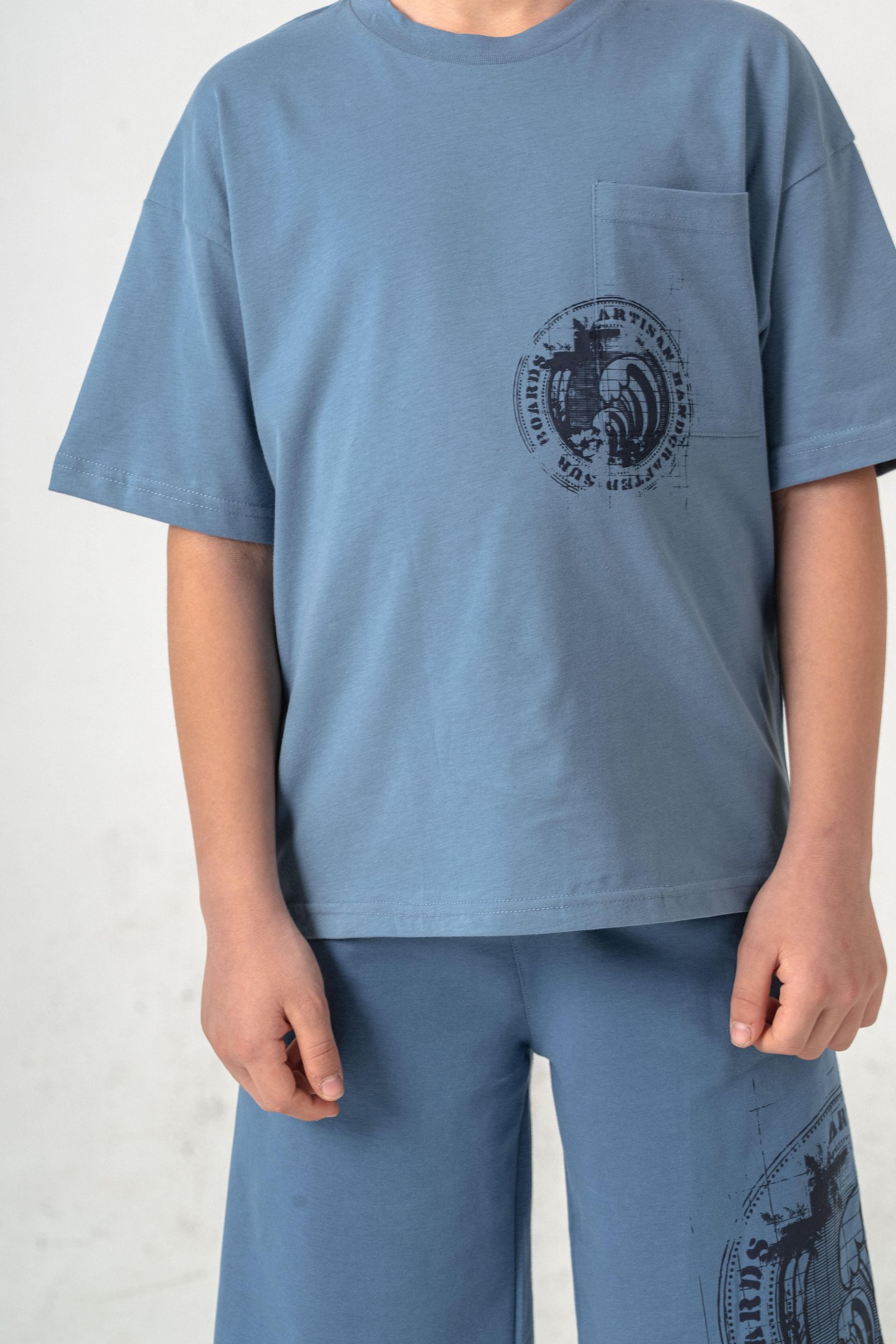 Ust Cepli Ust Cep Baskılı Arka Baskılı Erkek Çocuk Şort - Tişört Takımı