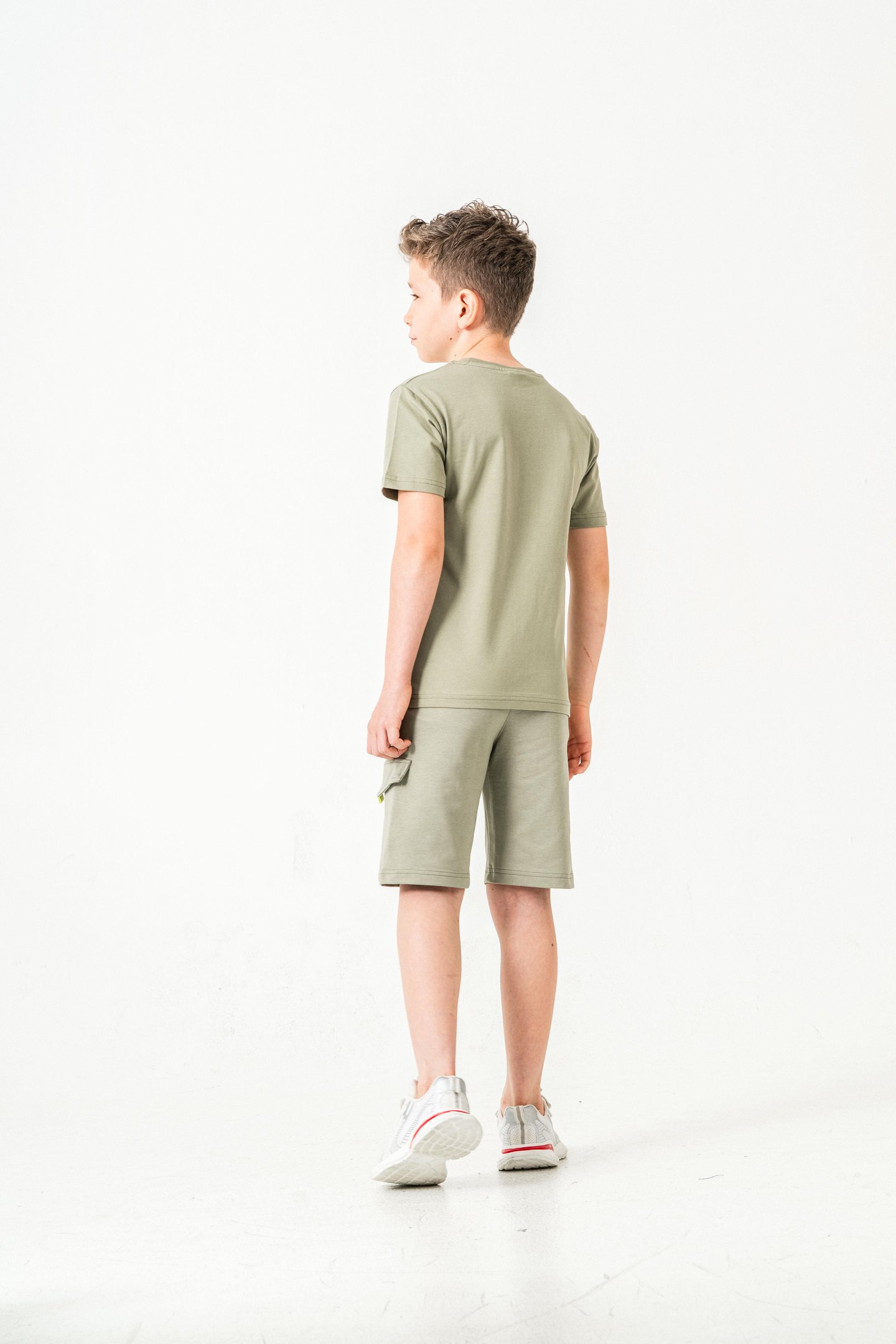 Ust On Baskılı Kol Ucu Balıksırtlı Erkek Çocuk Şort - Tişört Takımı