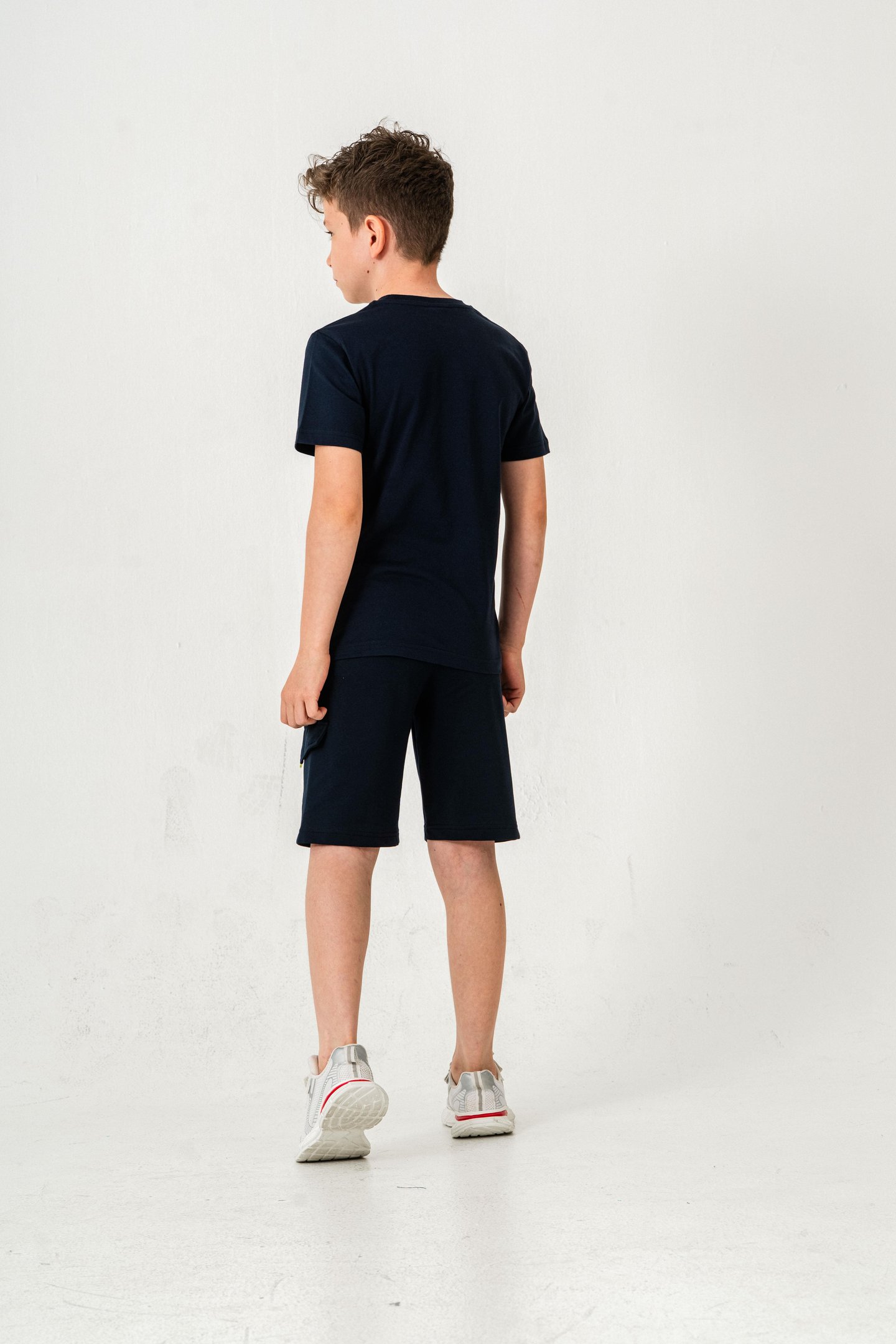 Ust On Baskılı Kol Ucu Balıksırtlı Erkek Çocuk Şort - Tişört Takımı