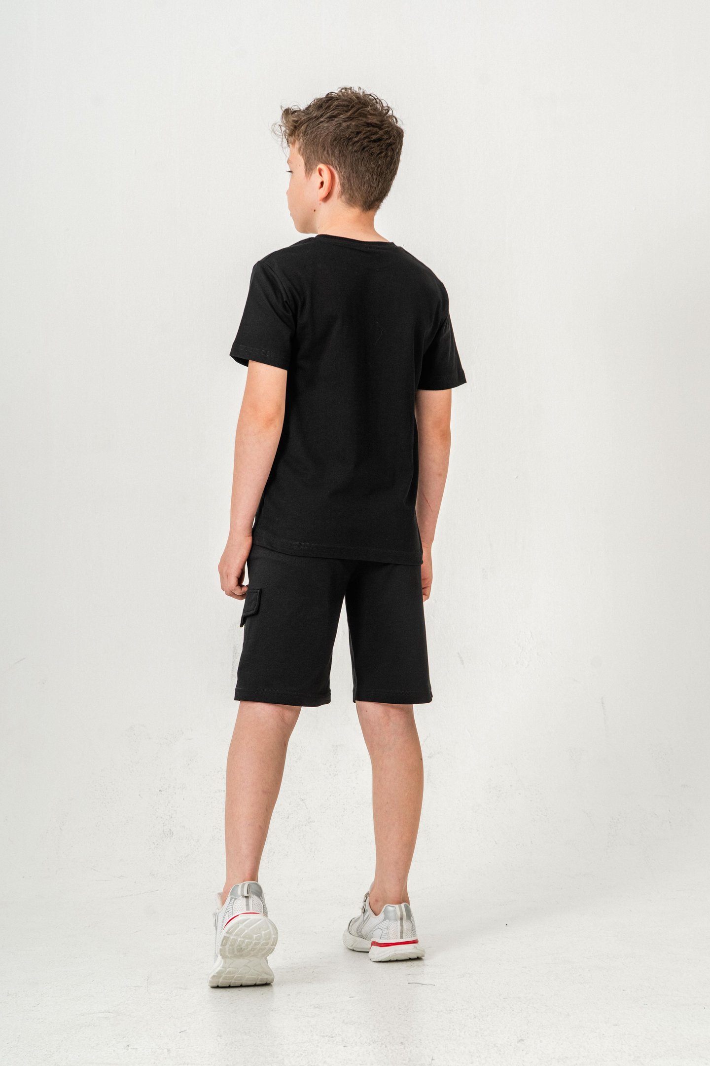 Ust On Baskılı Kol Ucu Balıksırtlı Erkek Çocuk Şort - Tişört Takımı