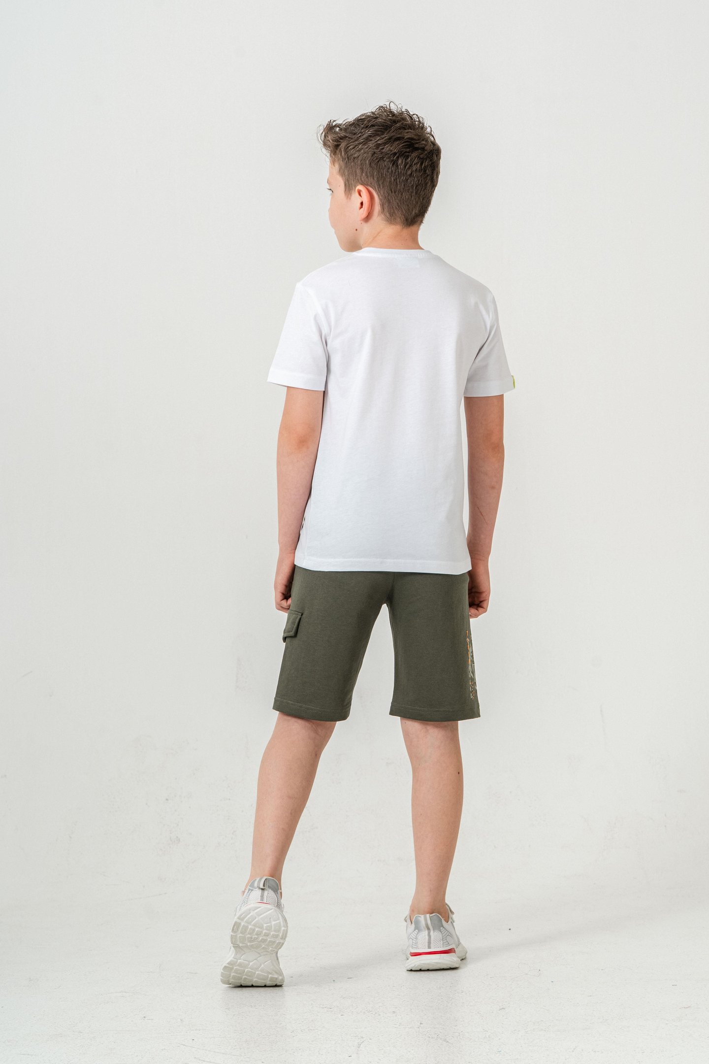 Ust On Baskılı Kol Ucu Balıksırtlı Erkek Çocuk Şort - Tişört Takımı