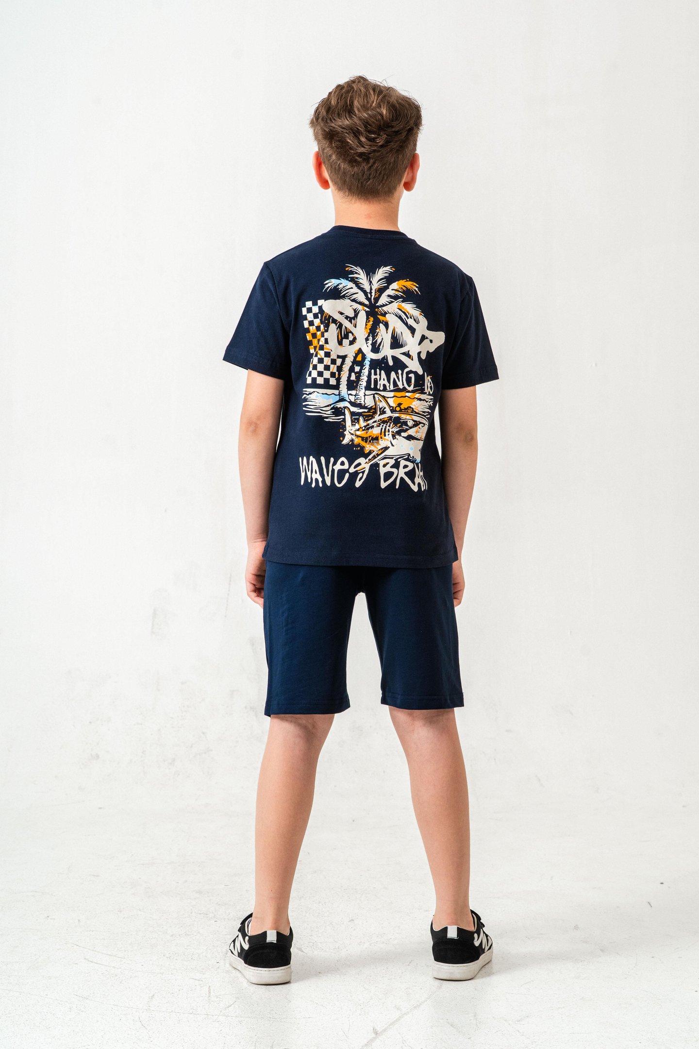 Ust On Ve Arka Baskılı Erkek Çocuk Şort - Tişört Takımı