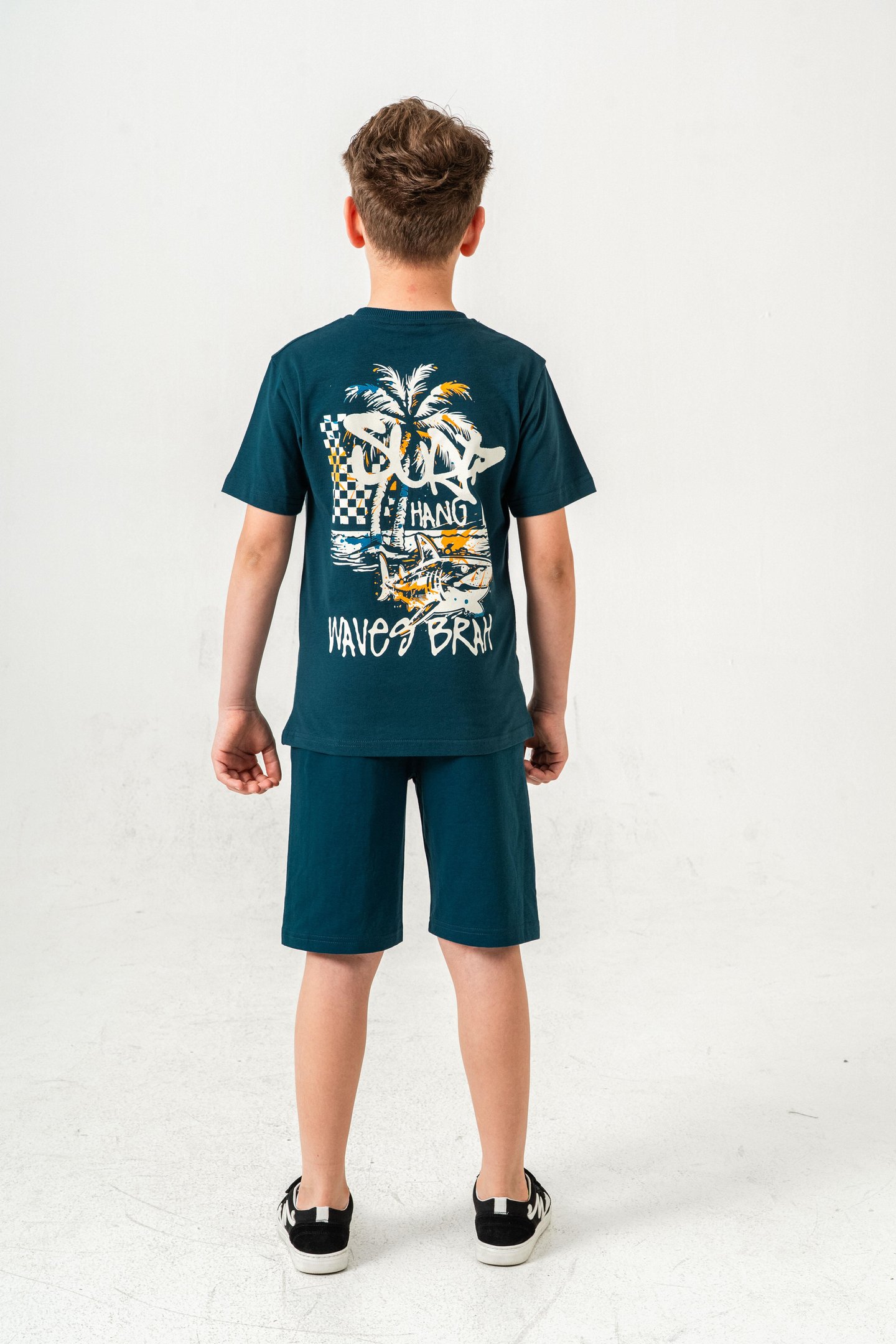 Ust On Ve Arka Baskılı Erkek Çocuk Şort - Tişört Takımı