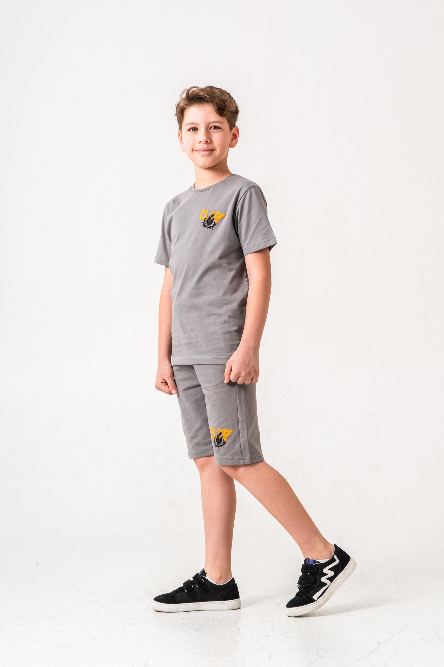 Ust On Ve Arka Baskılı Erkek Çocuk Şort - Tişört Takımı