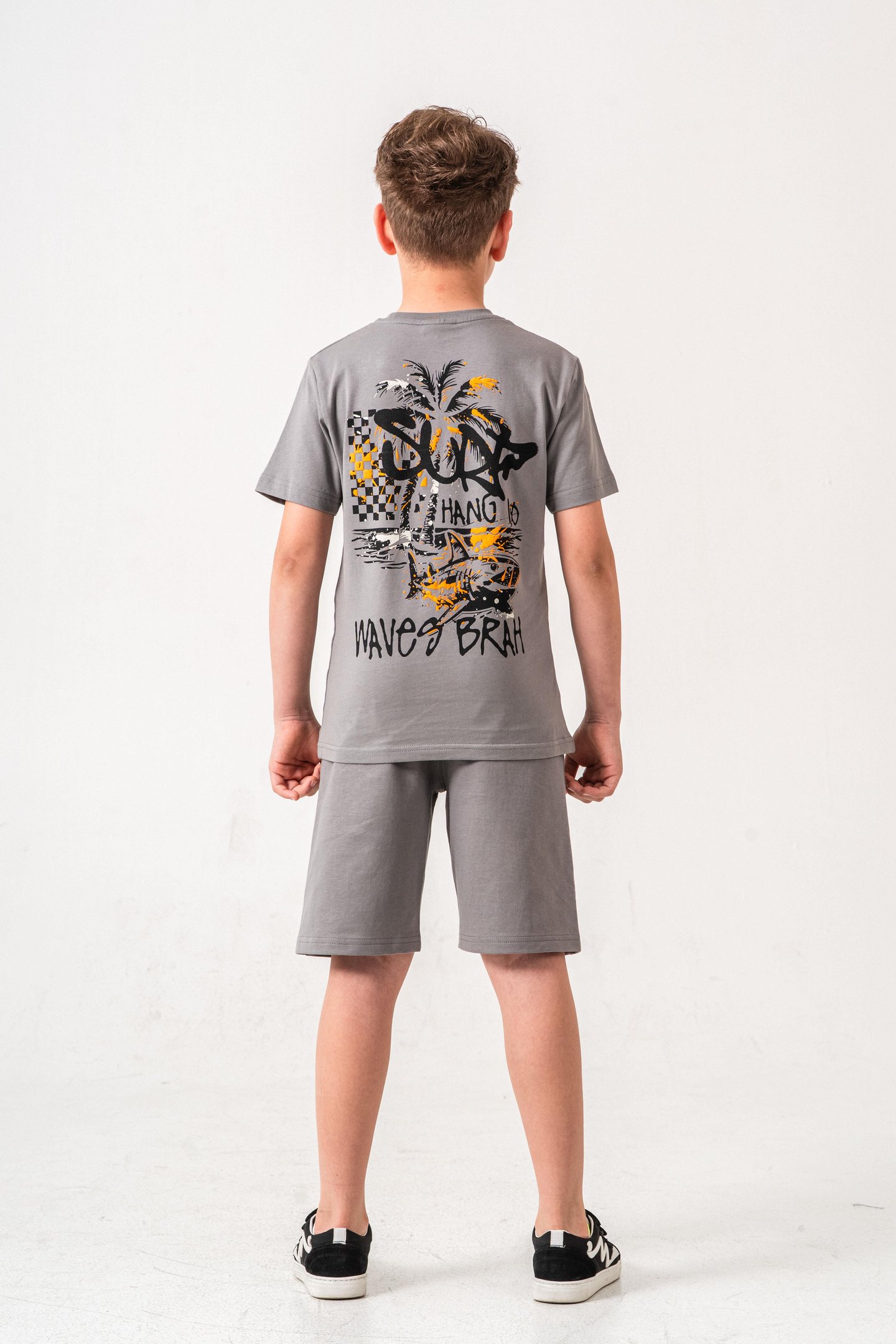 Ust On Ve Arka Baskılı Erkek Çocuk Şort - Tişört Takımı