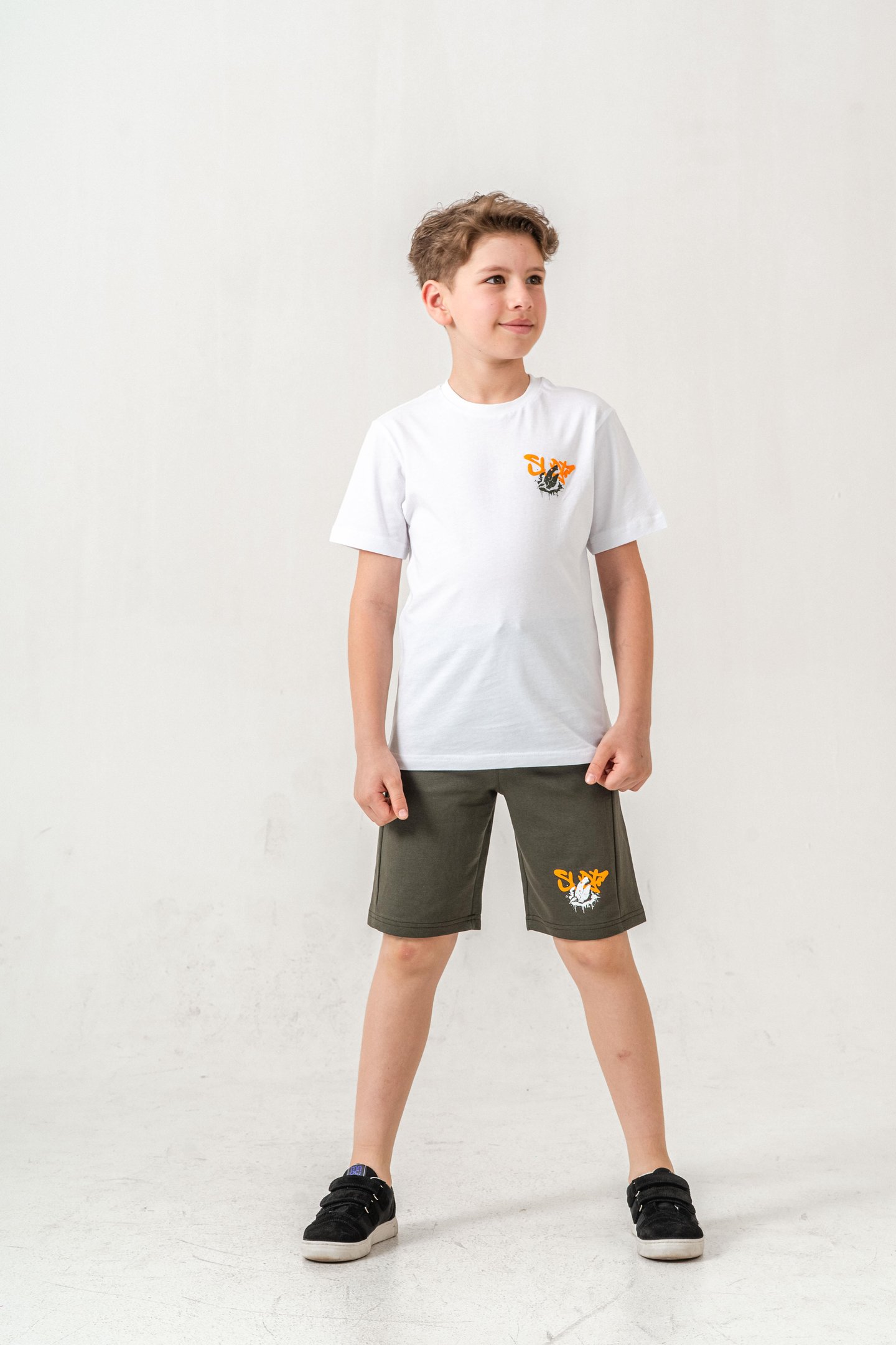 Ust On Ve Arka Baskılı Erkek Çocuk Şort - Tişört Takımı